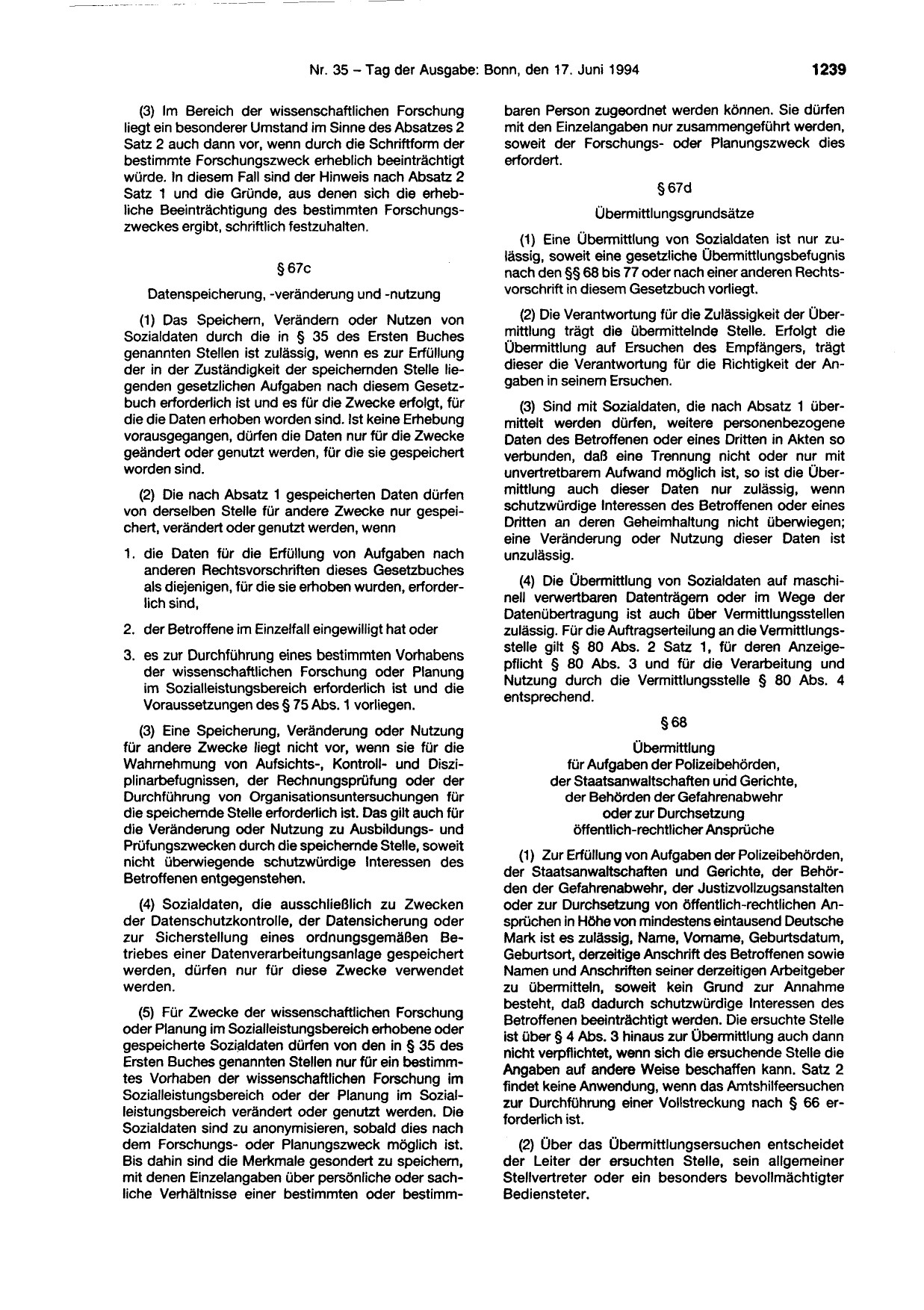 BGBl. 1994, Seite 1239 — Originalseite als Abbildung