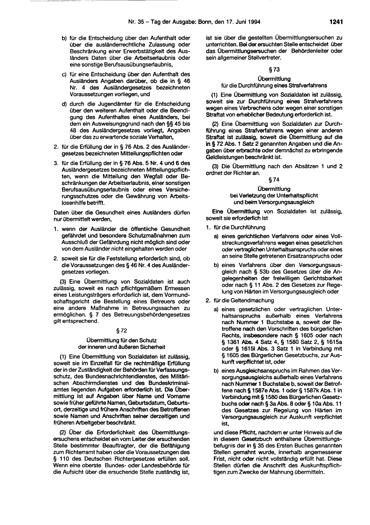 BGBl. 1994, Seite 1241 — Originalseite als Abbildung