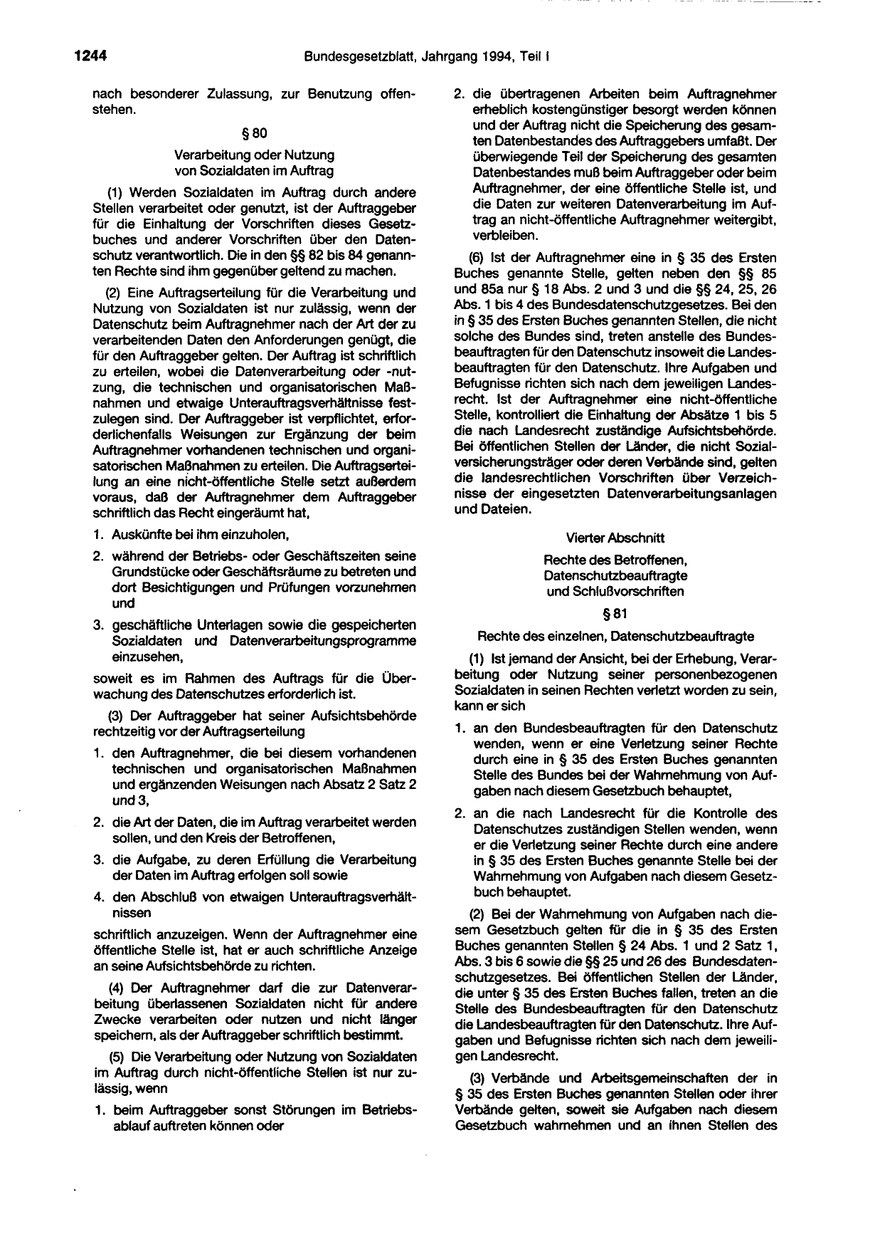BGBl. 1994, Seite 1244 — Originalseite als Abbildung