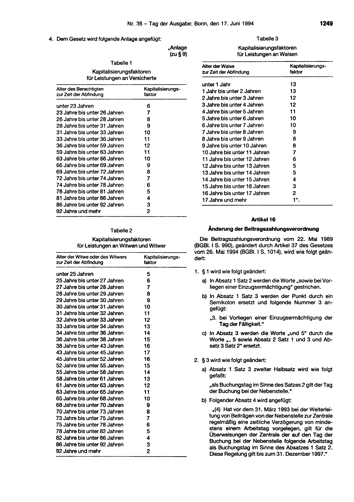 BGBl. 1994, Seite 1249 — Originalseite als Abbildung