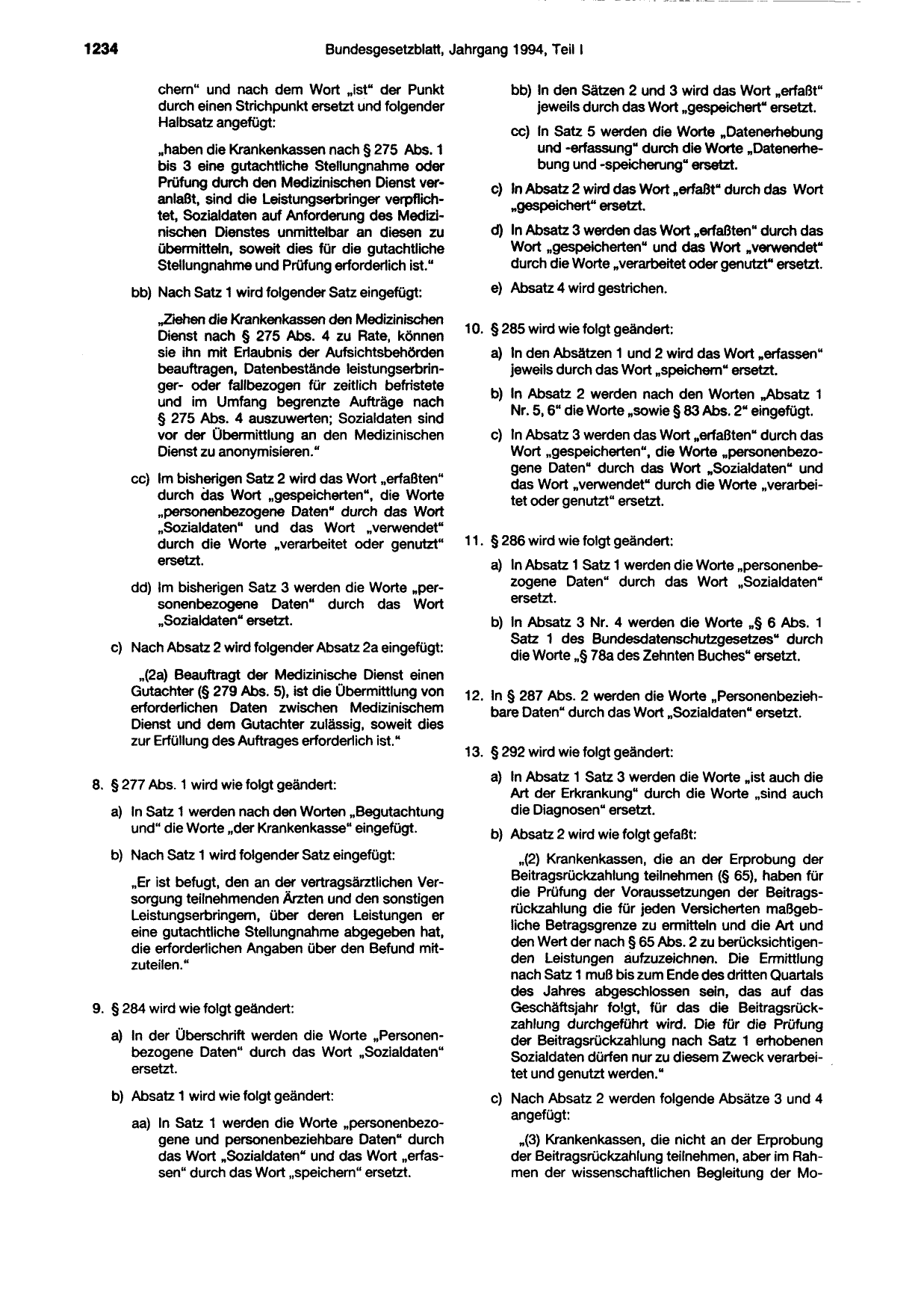 BGBl. 1994, Seite 1234 — Originalseite als Abbildung