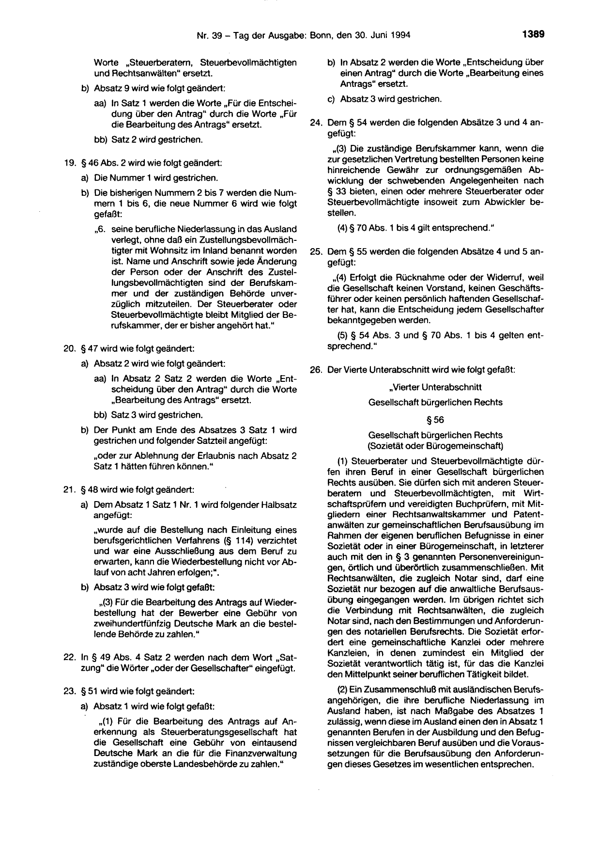 BGBl. 1994, Seite 1389 — Originalseite als Abbildung