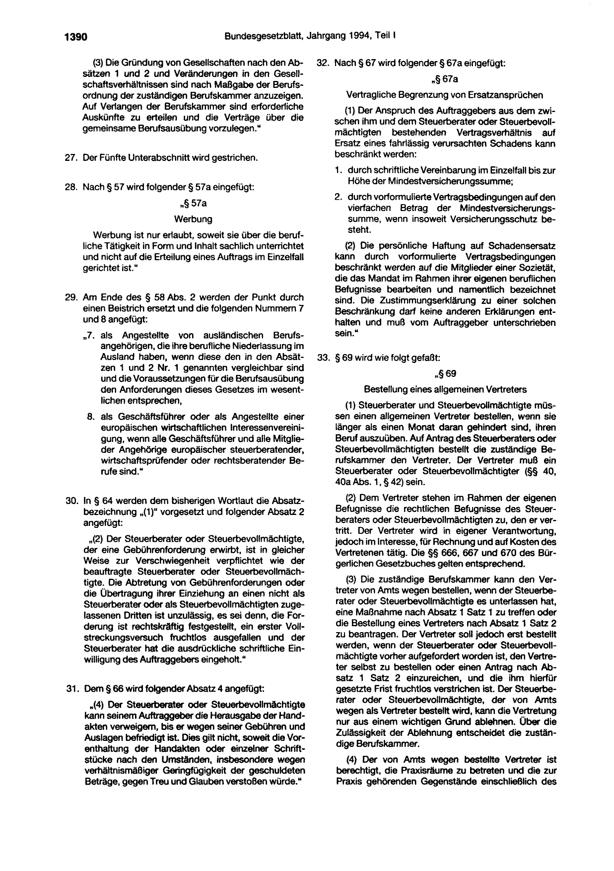 BGBl. 1994, Seite 1390 — Originalseite als Abbildung