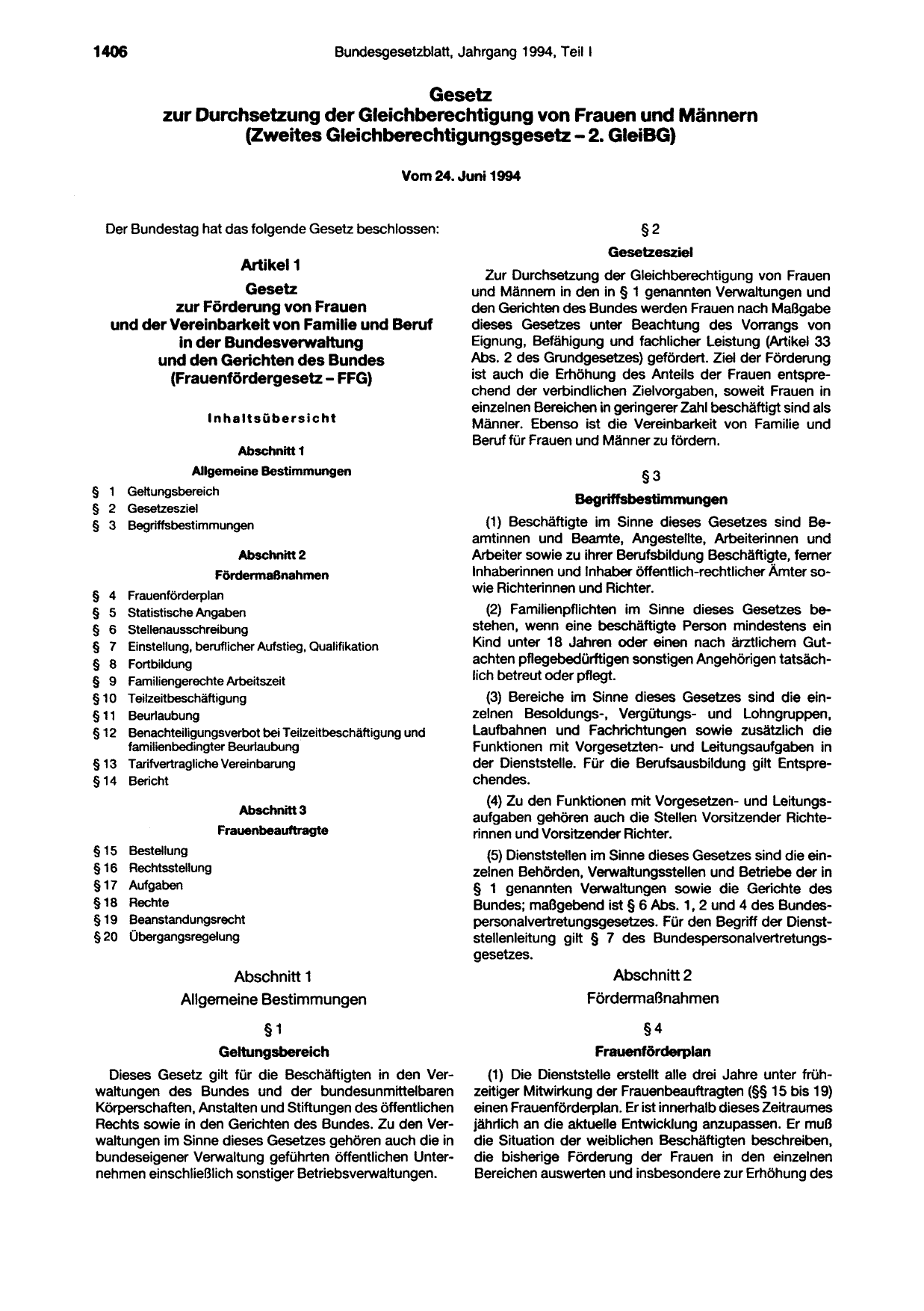 BGBl. 1994, Seite 1406 — Originalseite als Abbildung