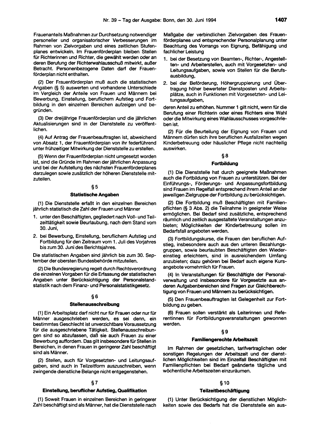 BGBl. 1994, Seite 1407 — Originalseite als Abbildung