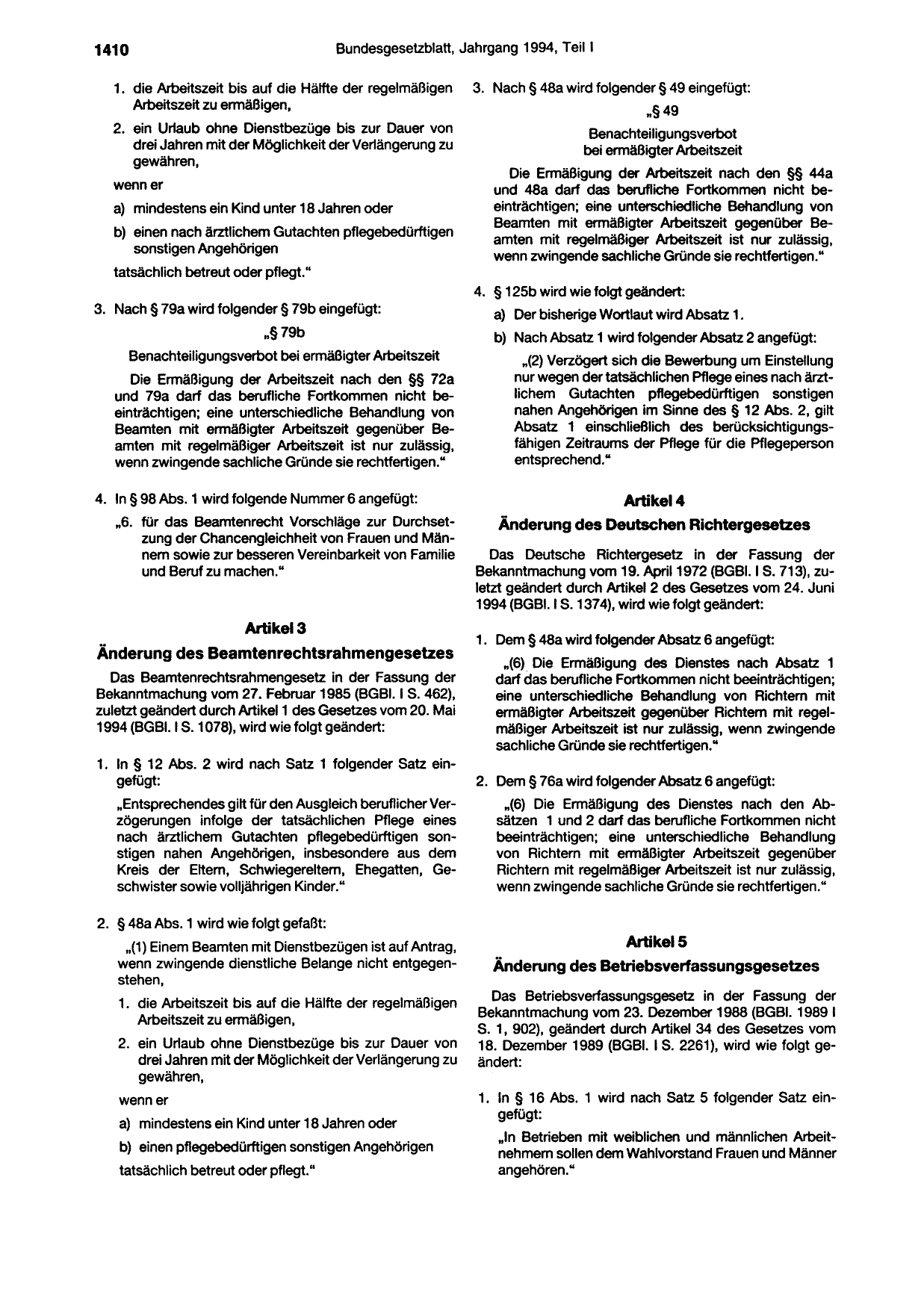 BGBl. 1994, Seite 1410 — Originalseite als Abbildung
