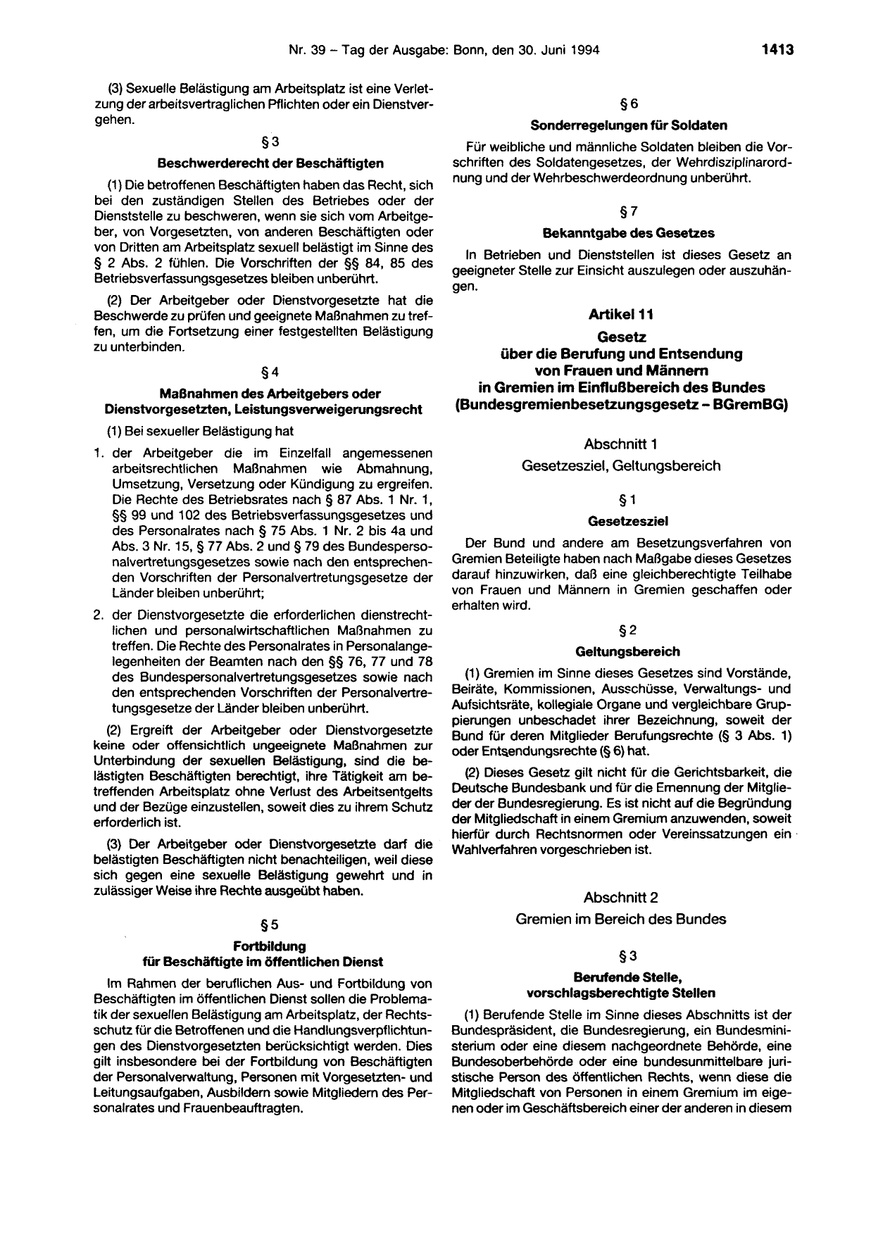 BGBl. 1994, Seite 1413 — Originalseite als Abbildung