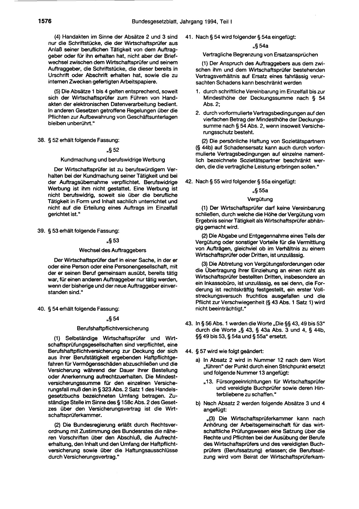 BGBl. 1994, Seite 1576 — Originalseite als Abbildung