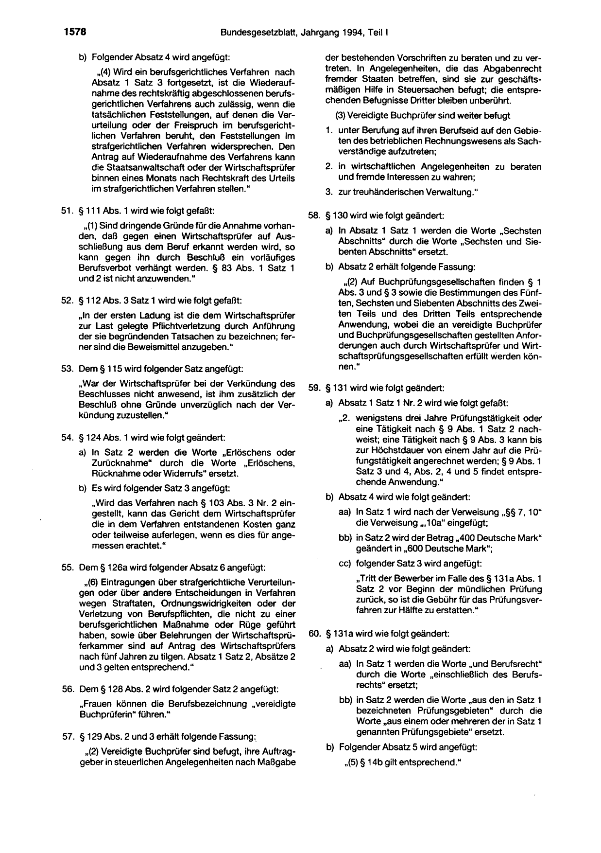 BGBl. 1994, Seite 1578 — Originalseite als Abbildung