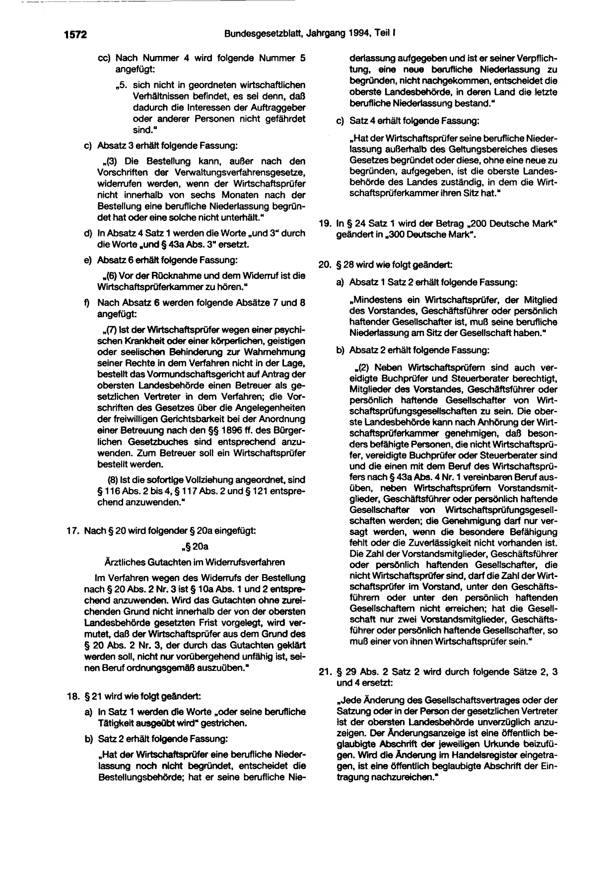BGBl. 1994, Seite 1572 — Originalseite als Abbildung
