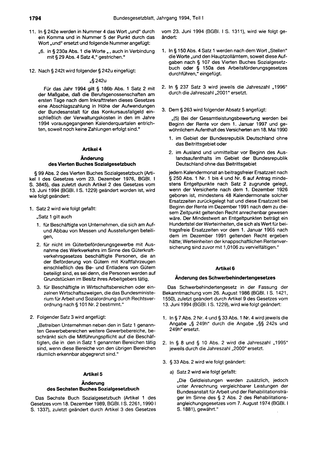 BGBl. 1994, Seite 1794 — Originalseite als Abbildung