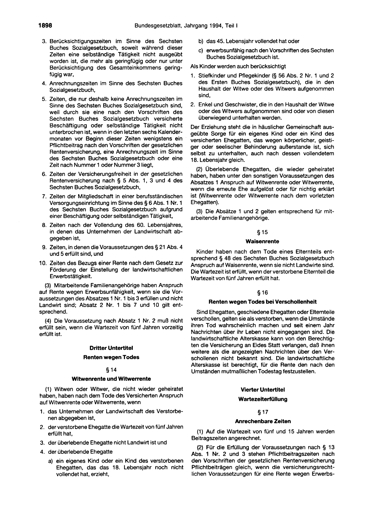 BGBl. 1994, Seite 1898 — Originalseite als Abbildung