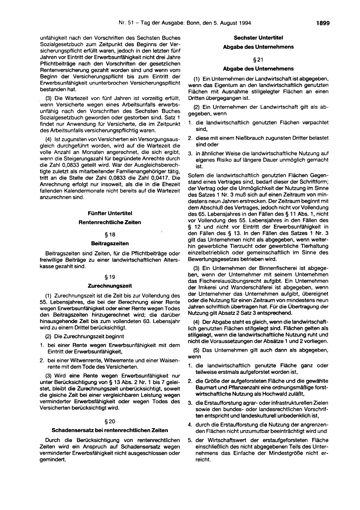 BGBl. 1994, Seite 1899 — Originalseite als Abbildung