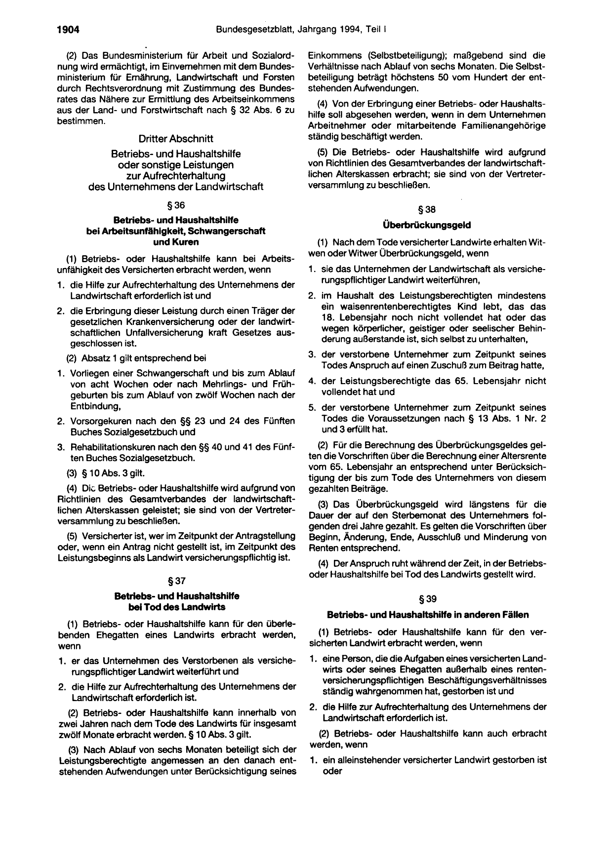 BGBl. 1994, Seite 1904 — Originalseite als Abbildung