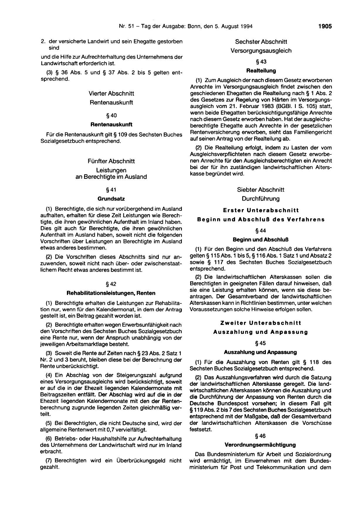 BGBl. 1994, Seite 1905 — Originalseite als Abbildung