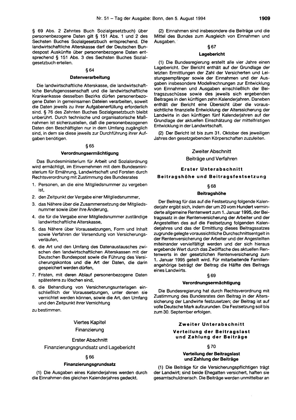 BGBl. 1994, Seite 1909 — Originalseite als Abbildung