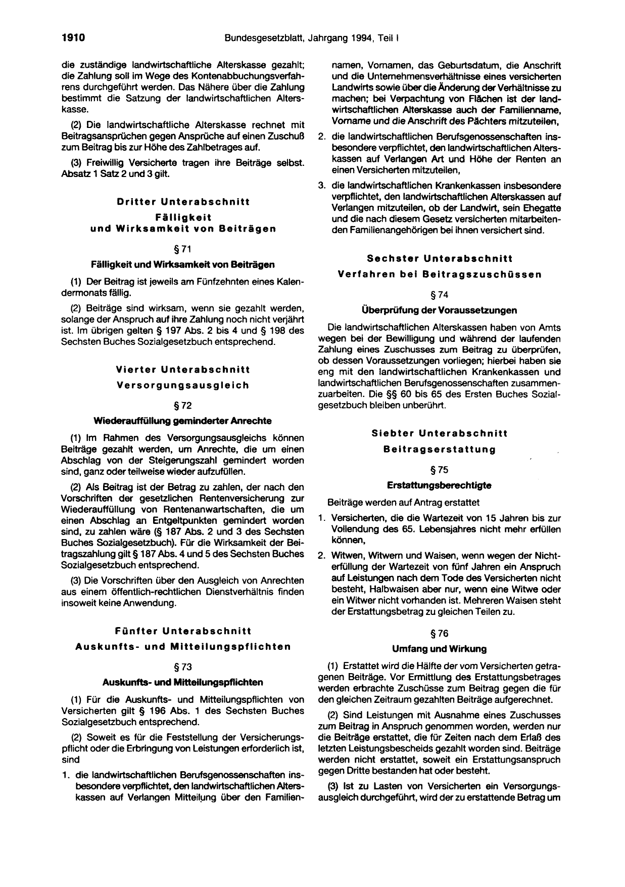 BGBl. 1994, Seite 1910 — Originalseite als Abbildung