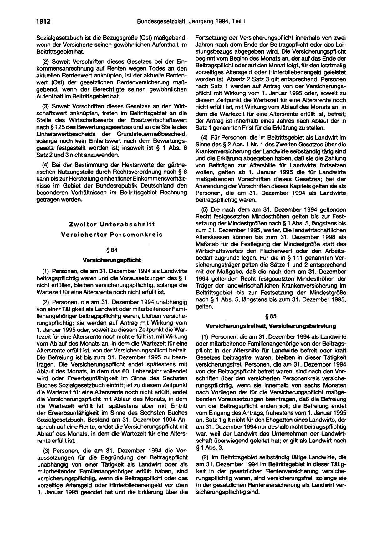 BGBl. 1994, Seite 1912 — Originalseite als Abbildung