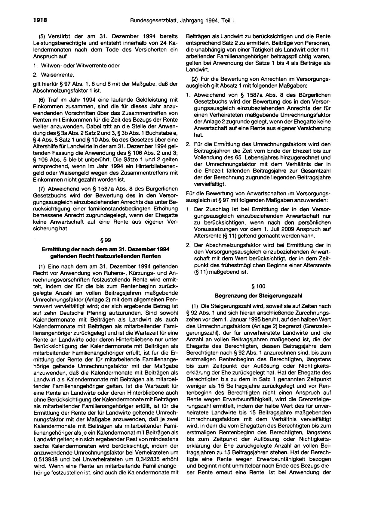 BGBl. 1994, Seite 1918 — Originalseite als Abbildung