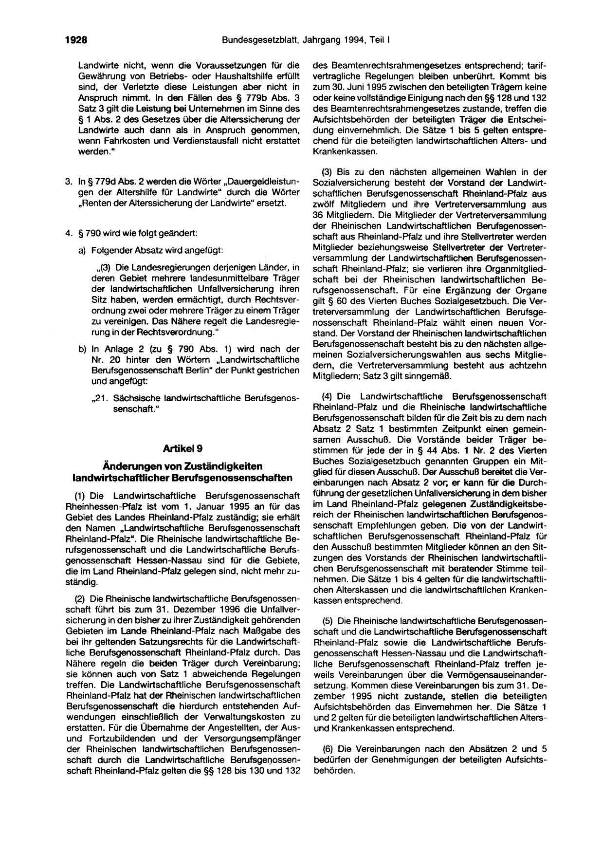 BGBl. 1994, Seite 1928 — Originalseite als Abbildung