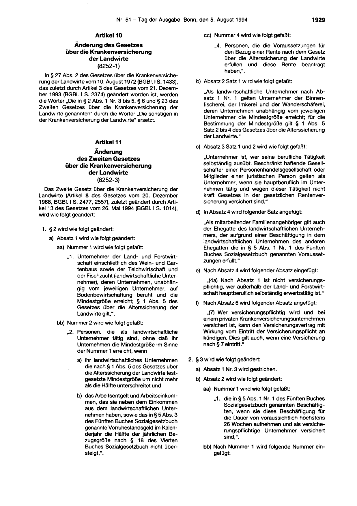 BGBl. 1994, Seite 1929 — Originalseite als Abbildung