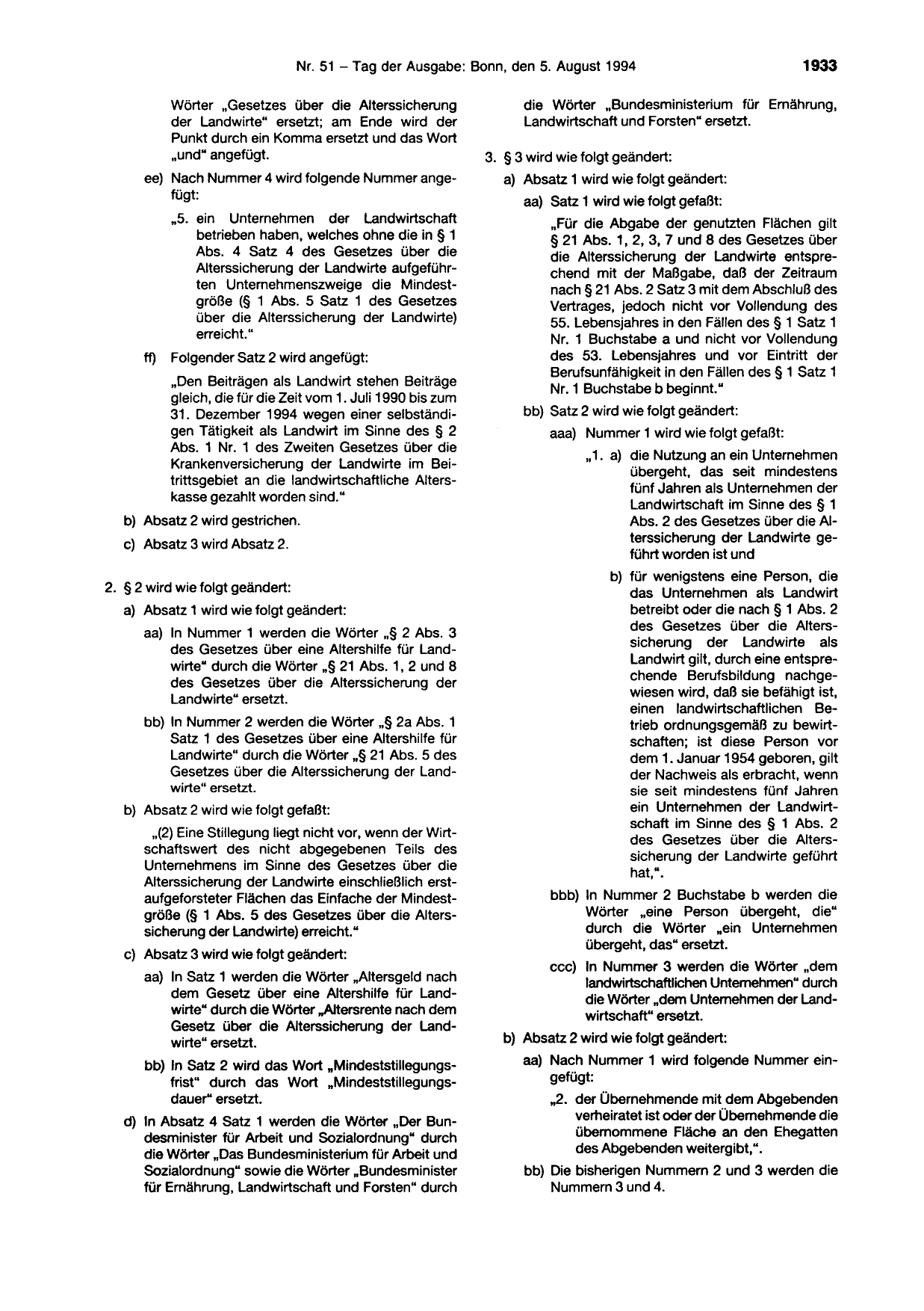 BGBl. 1994, Seite 1933 — Originalseite als Abbildung