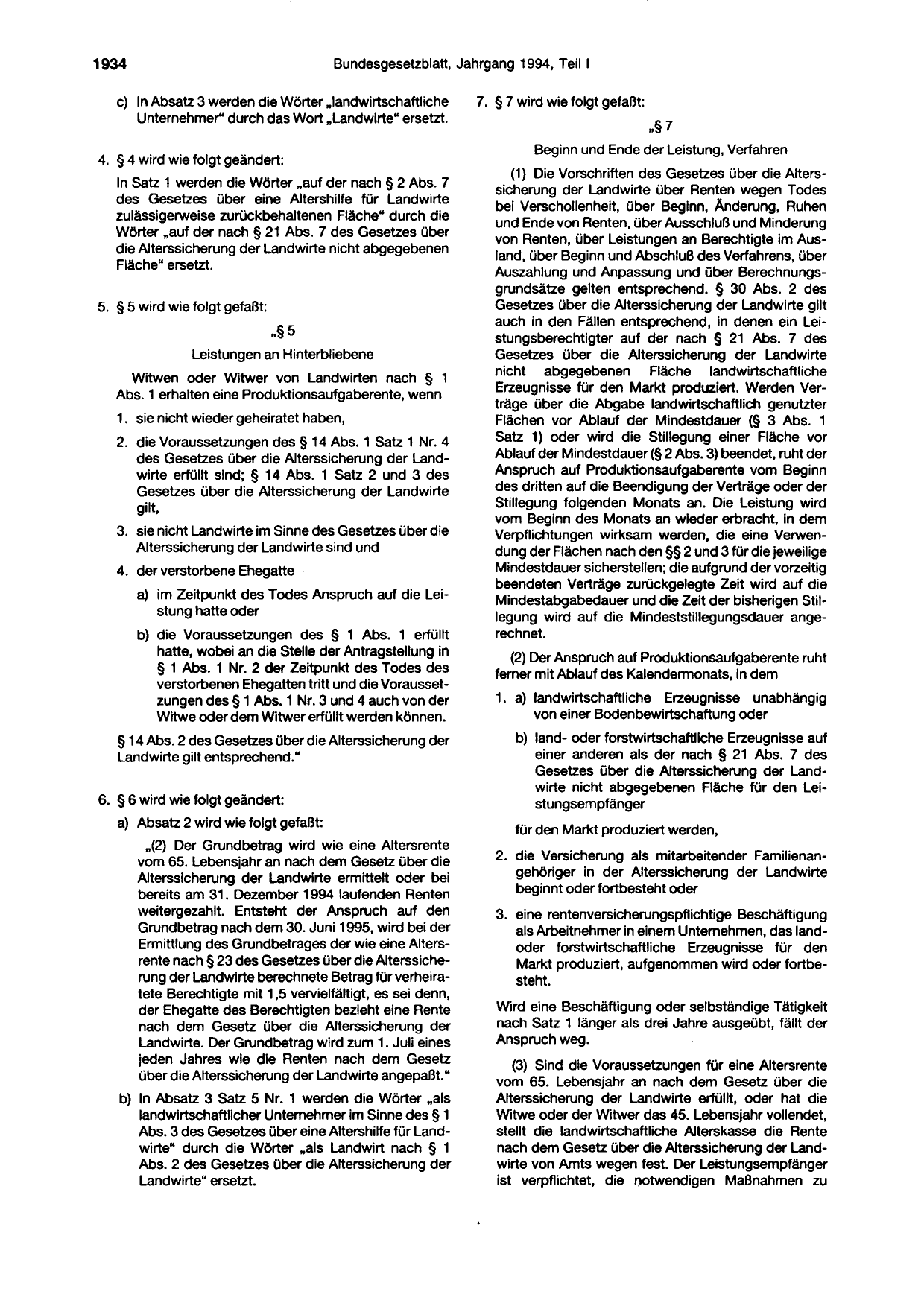 BGBl. 1994, Seite 1934 — Originalseite als Abbildung