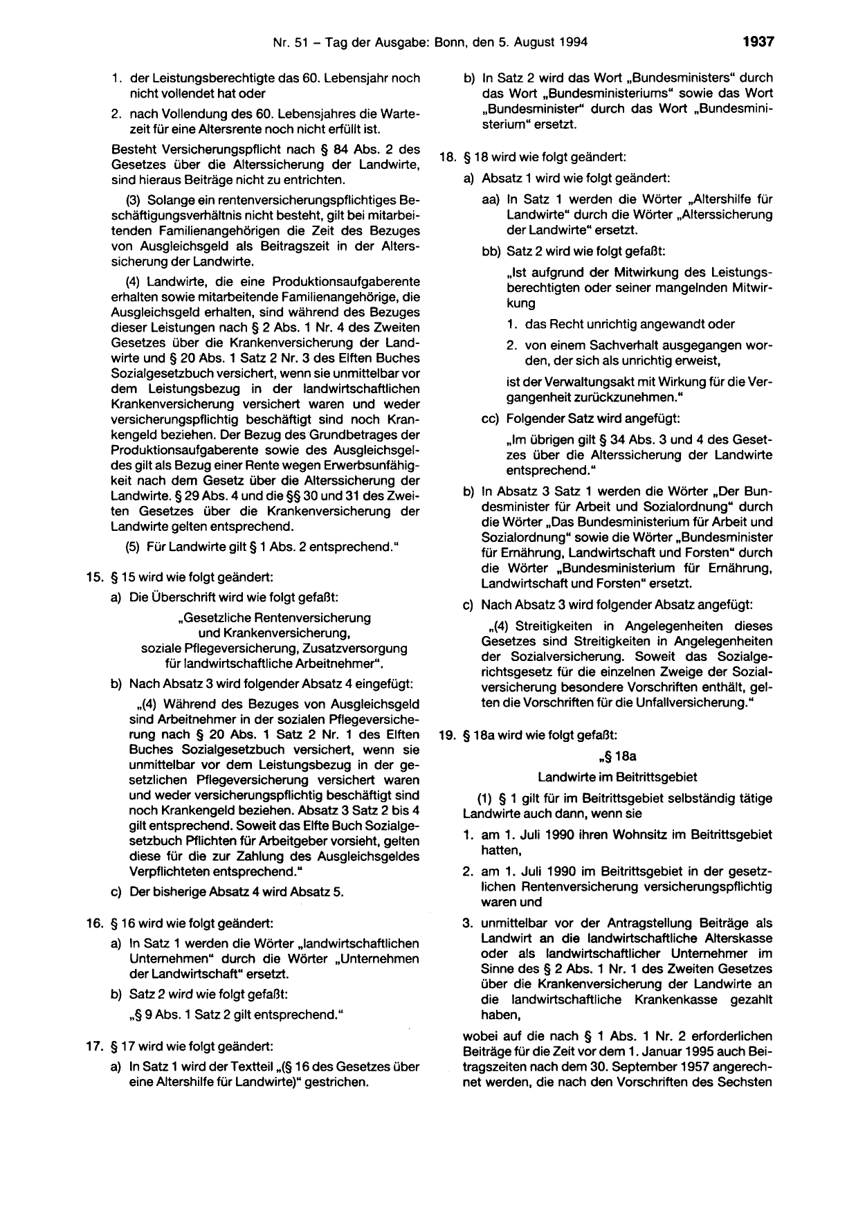 BGBl. 1994, Seite 1937 — Originalseite als Abbildung