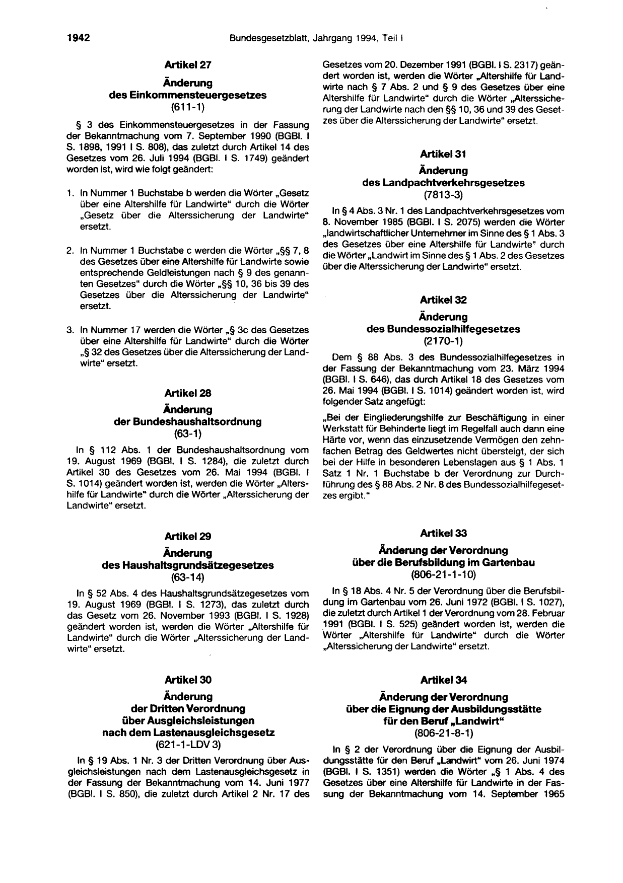 BGBl. 1994, Seite 1942 — Originalseite als Abbildung