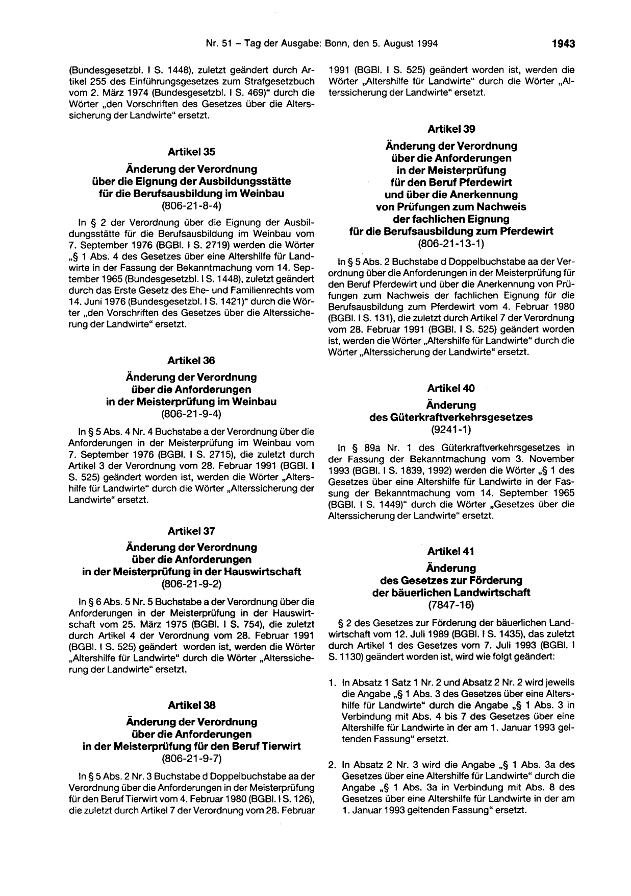 BGBl. 1994, Seite 1943 — Originalseite als Abbildung