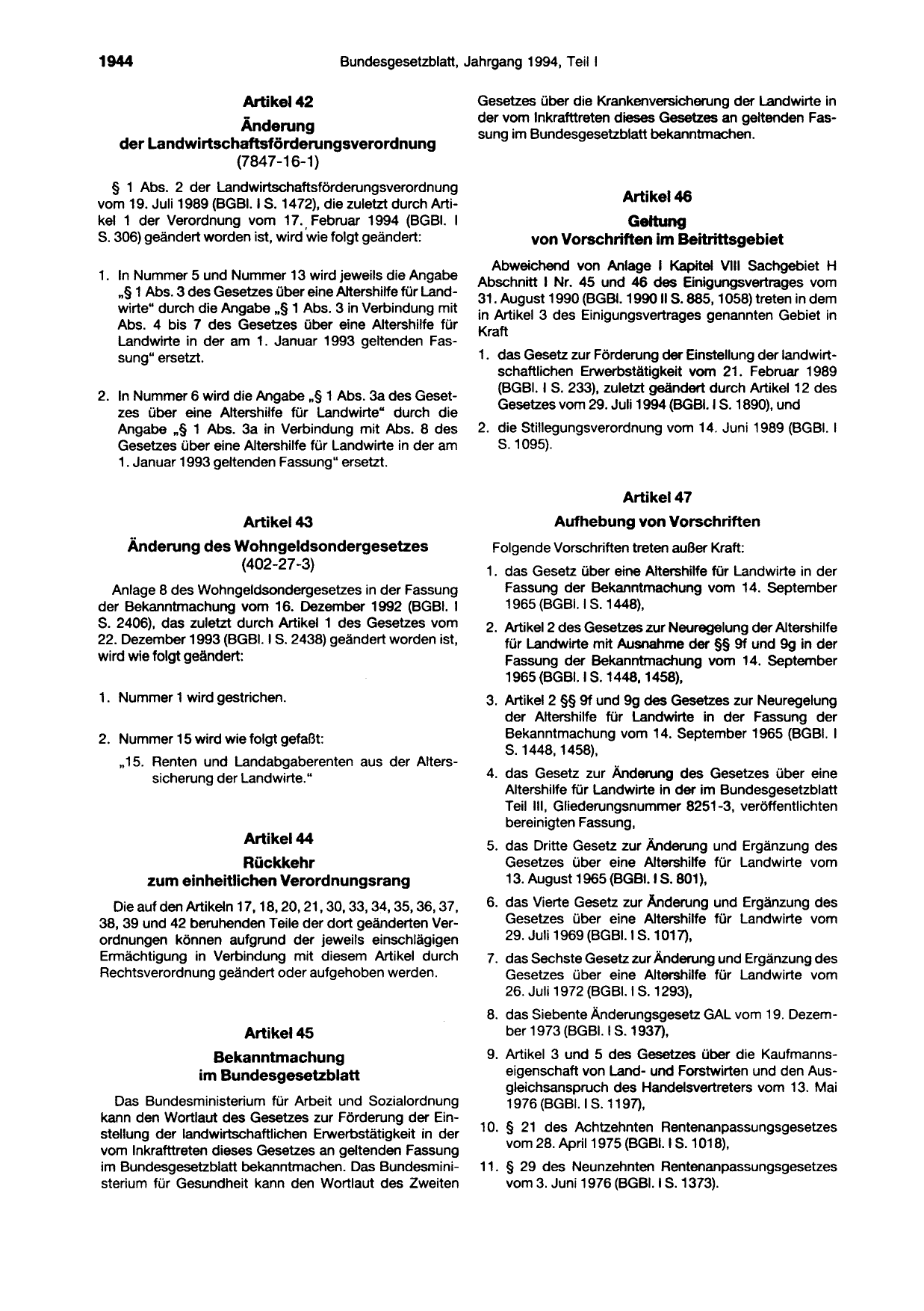 BGBl. 1994, Seite 1944 — Originalseite als Abbildung