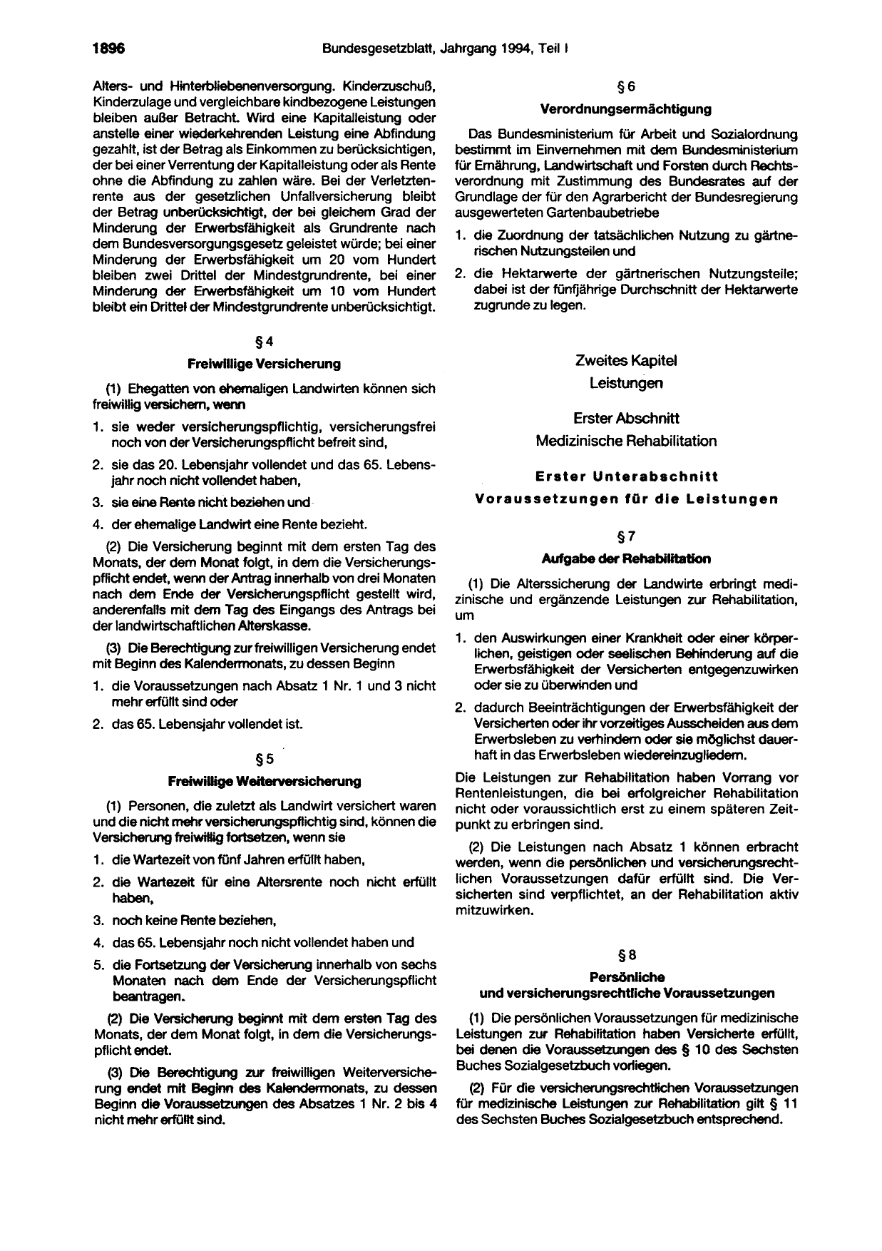 BGBl. 1994, Seite 1896 — Originalseite als Abbildung
