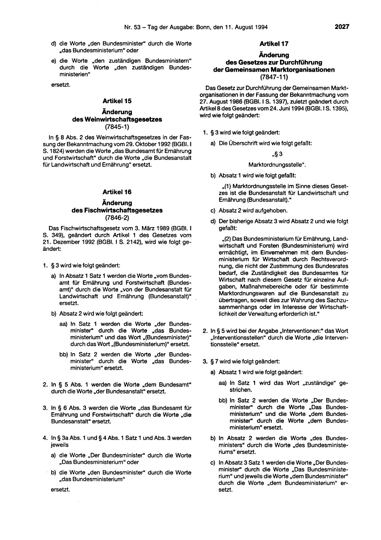 BGBl. 1994, Seite 2027 — Originalseite als Abbildung