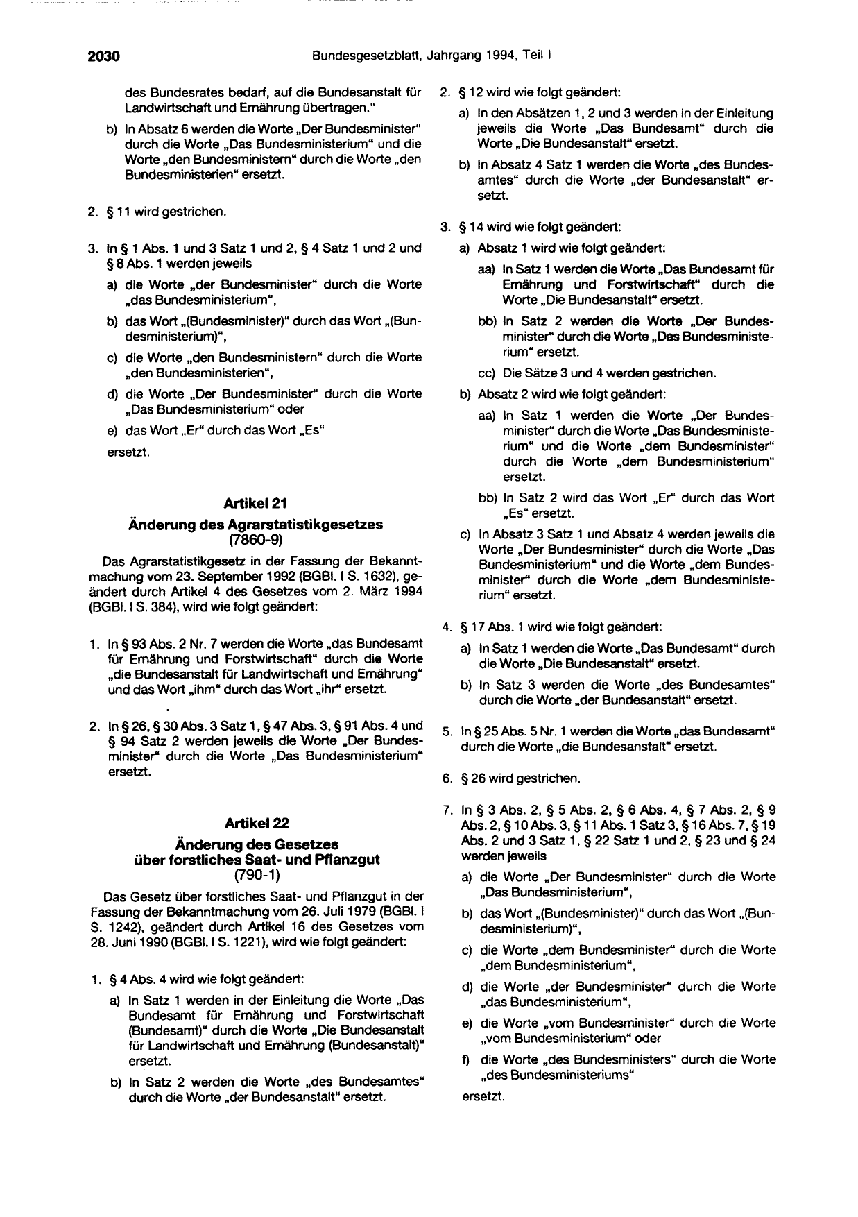 BGBl. 1994, Seite 2030 — Originalseite als Abbildung