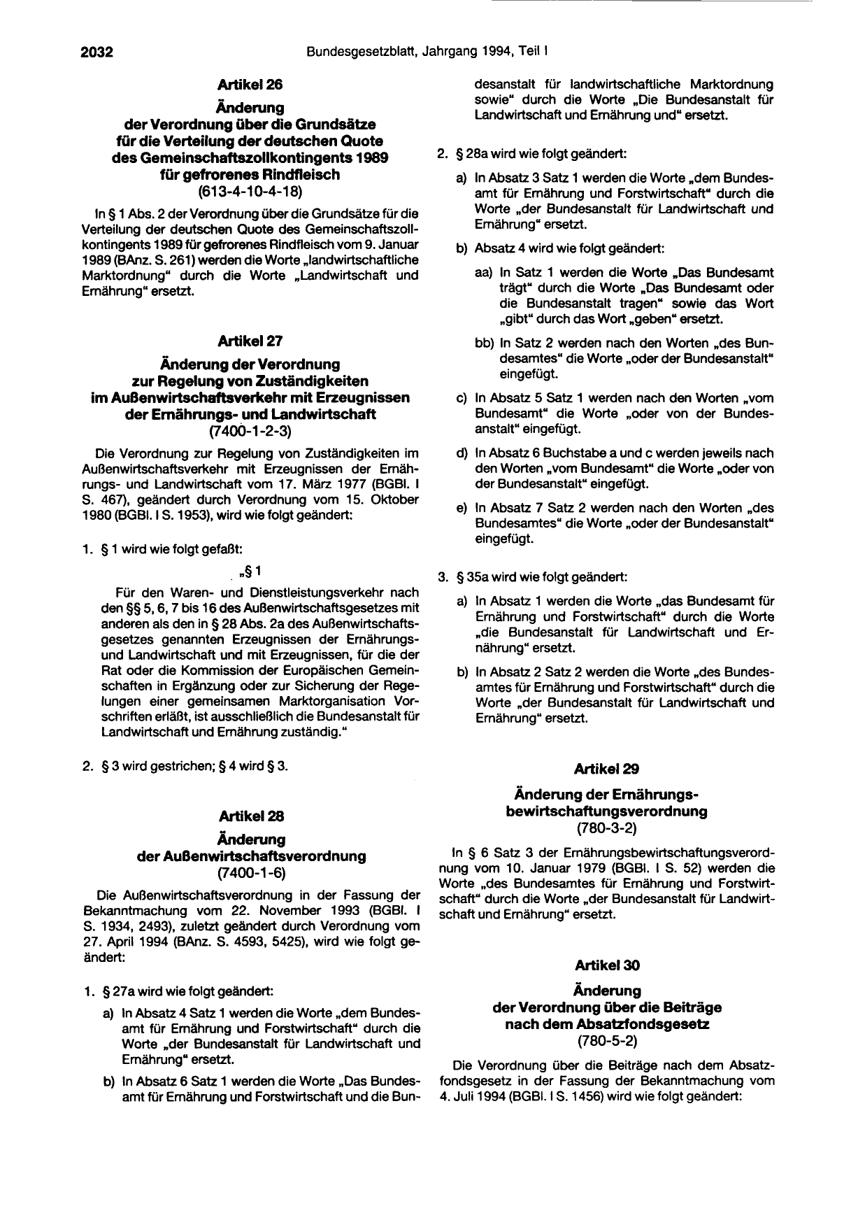 BGBl. 1994, Seite 2032 — Originalseite als Abbildung