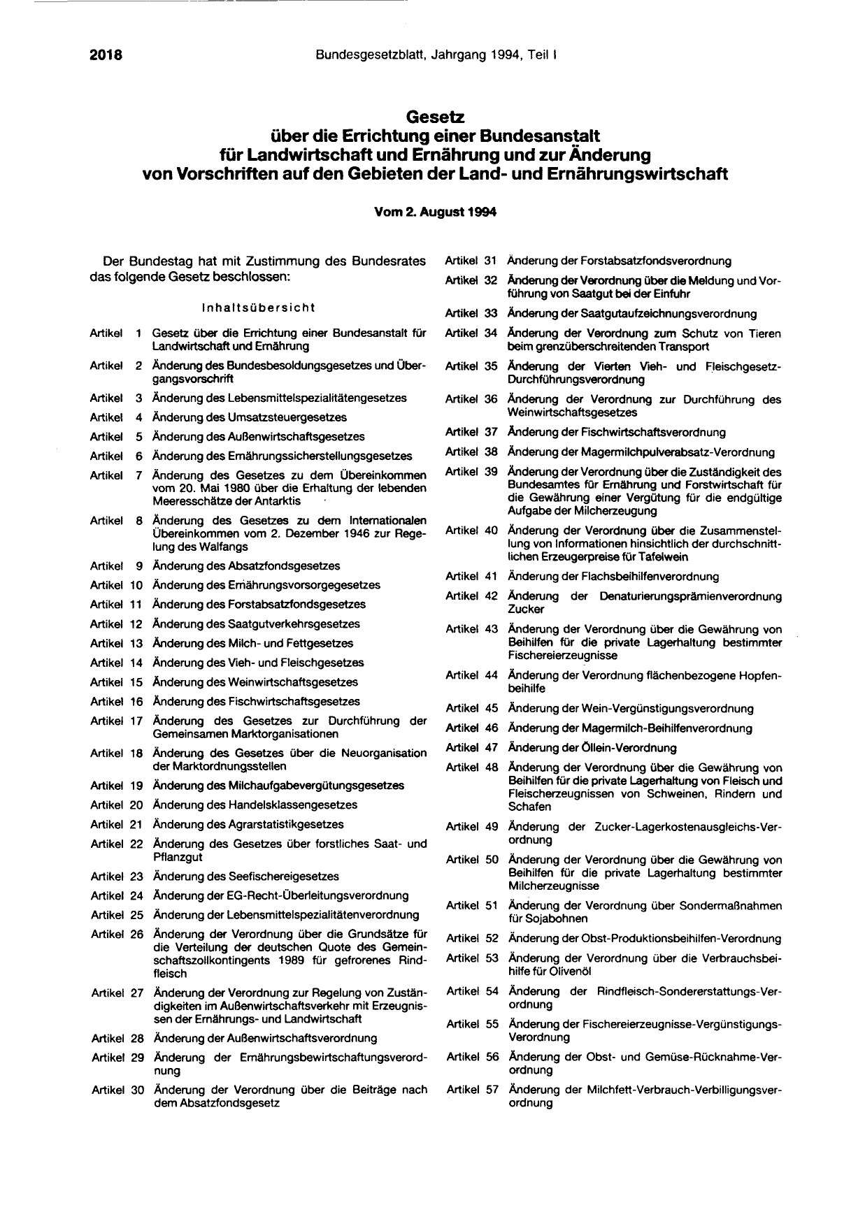BGBl. 1994, Seite 2018 — Originalseite als Abbildung