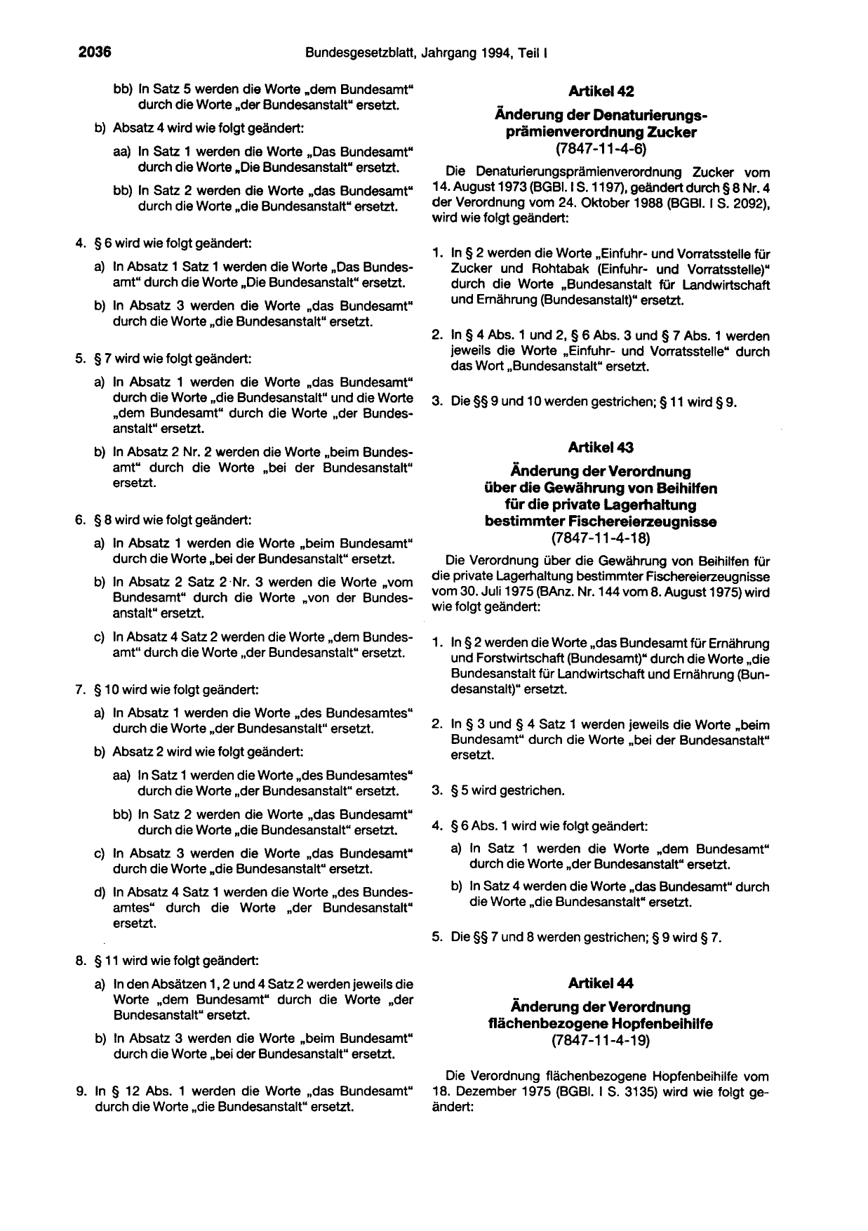 BGBl. 1994, Seite 2036 — Originalseite als Abbildung