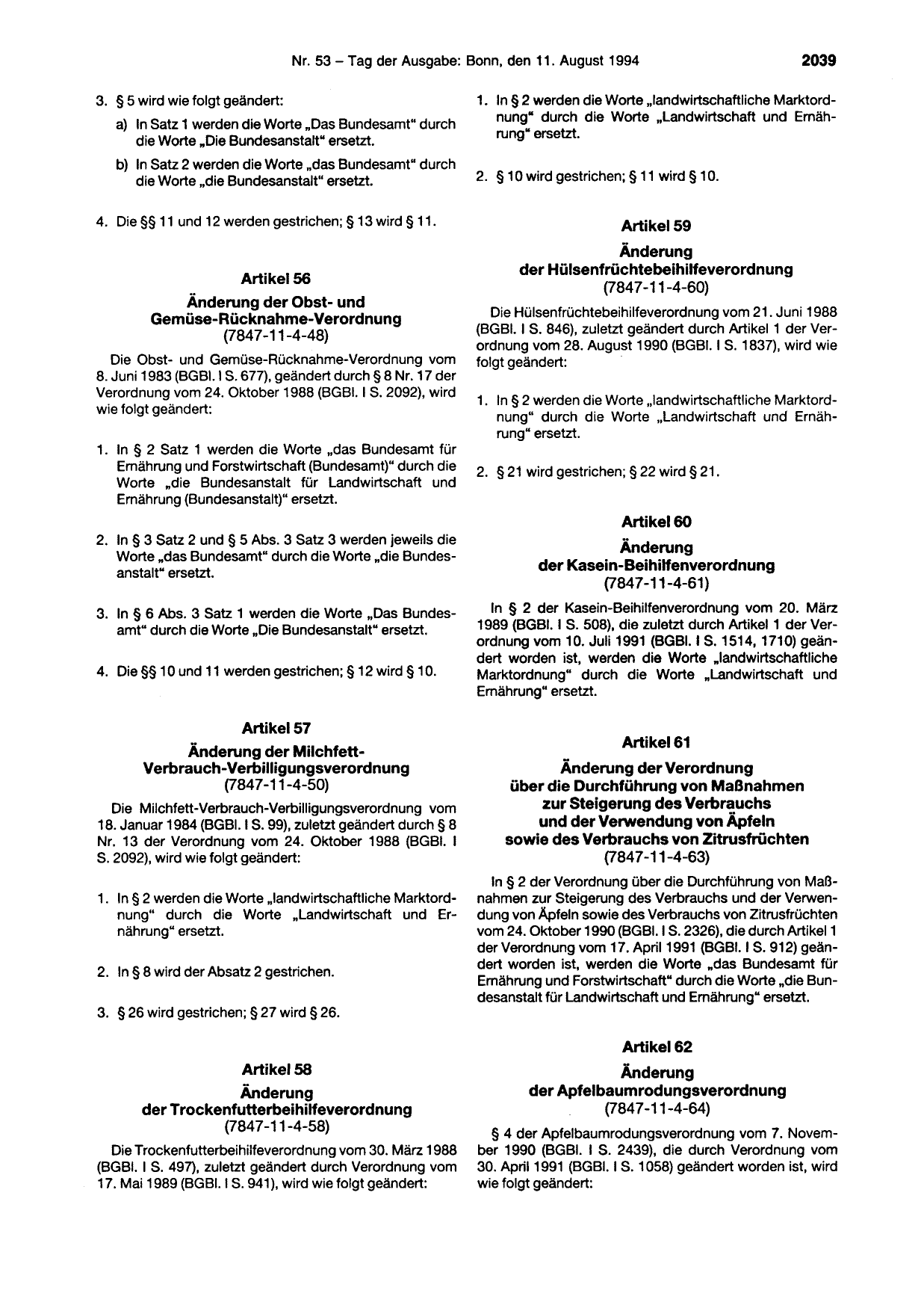 BGBl. 1994, Seite 2039 — Originalseite als Abbildung