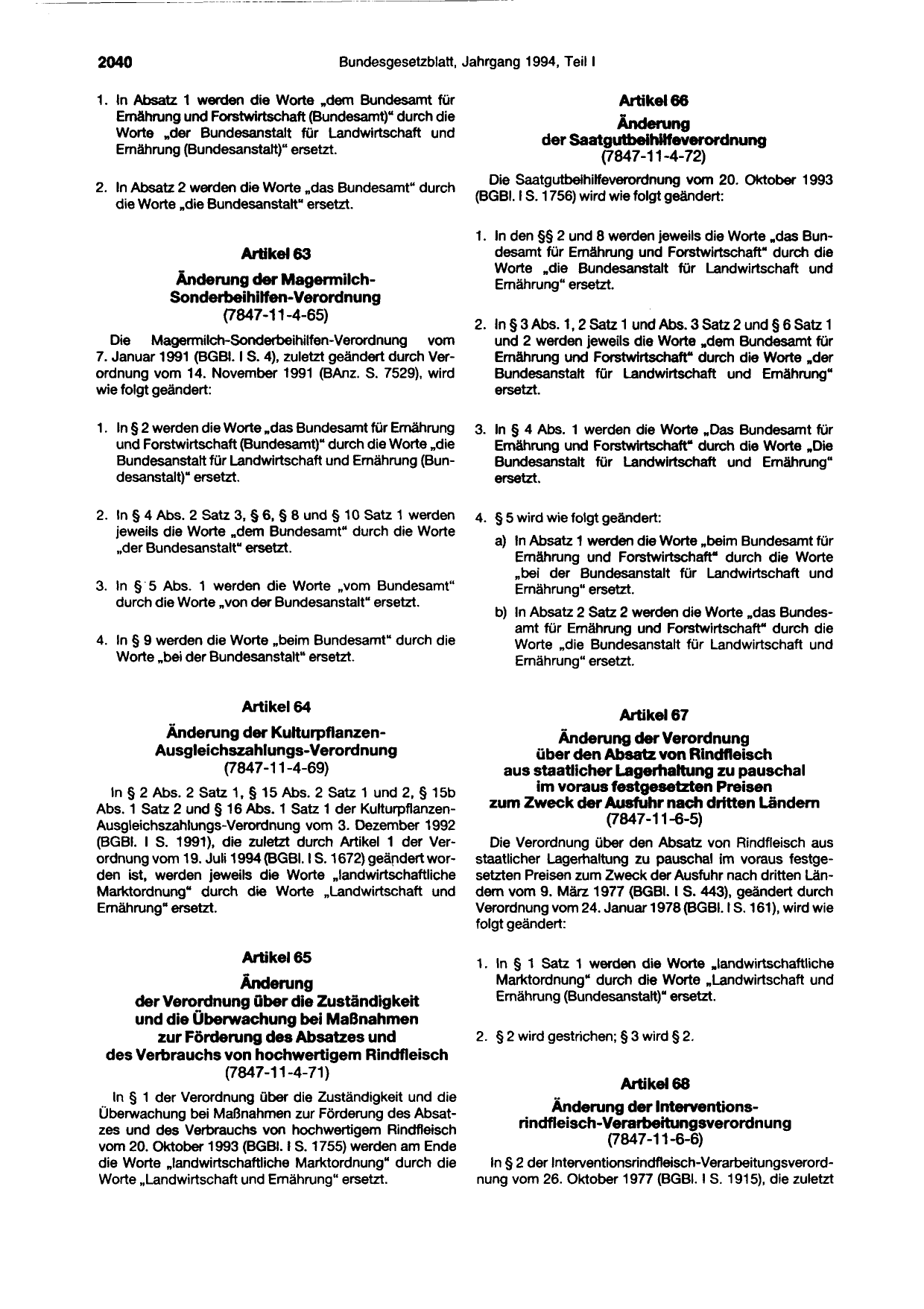 BGBl. 1994, Seite 2040 — Originalseite als Abbildung
