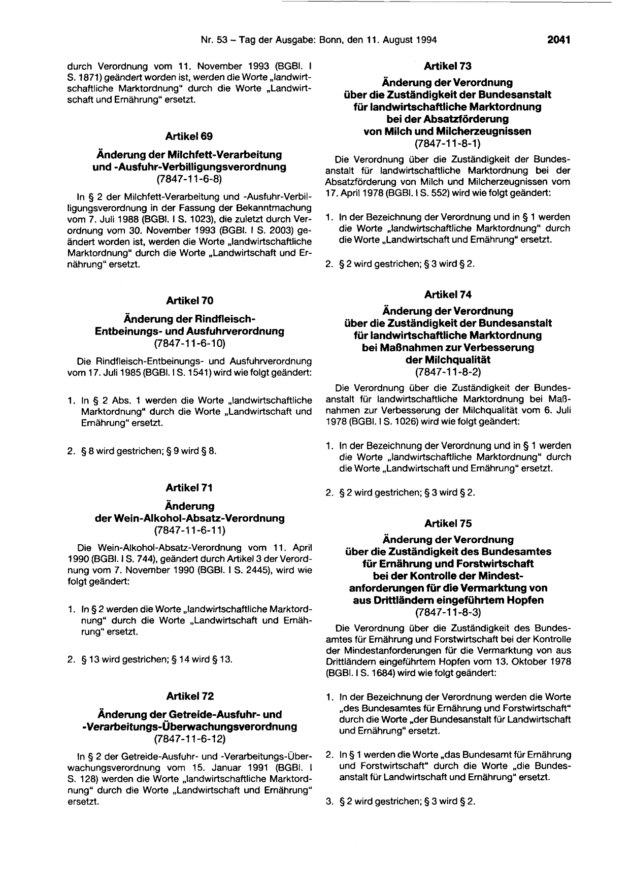 BGBl. 1994, Seite 2041 — Originalseite als Abbildung