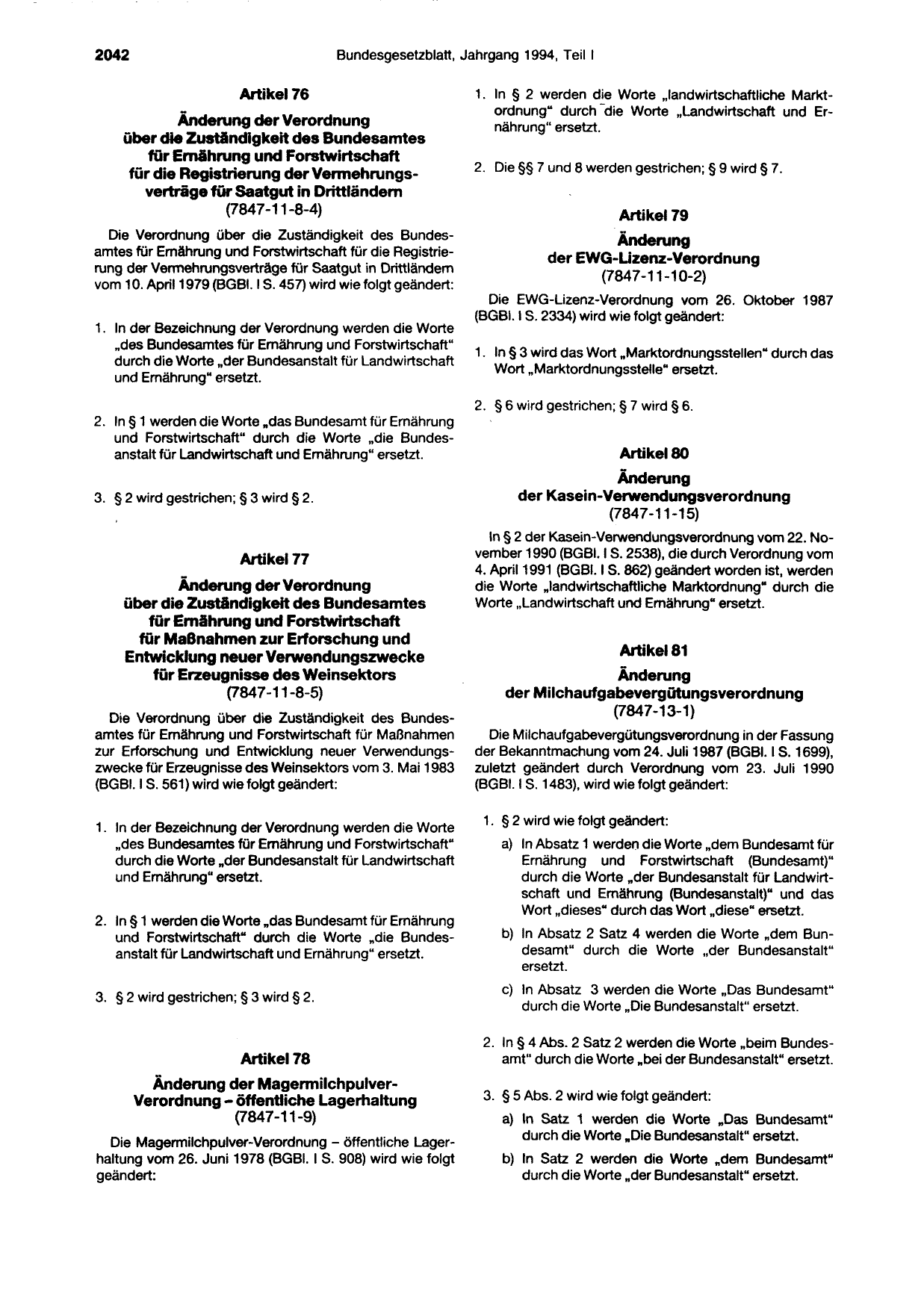 BGBl. 1994, Seite 2042 — Originalseite als Abbildung