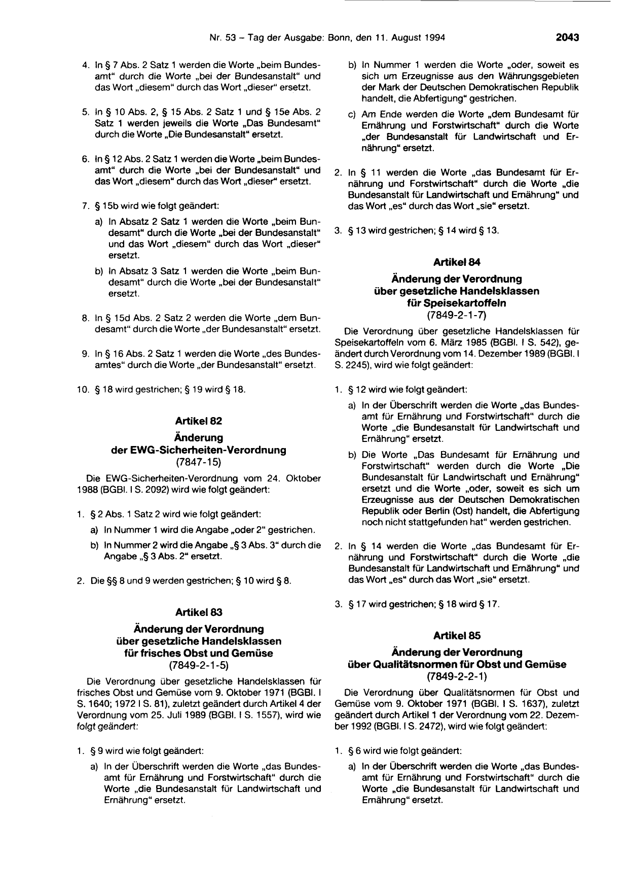 BGBl. 1994, Seite 2043 — Originalseite als Abbildung
