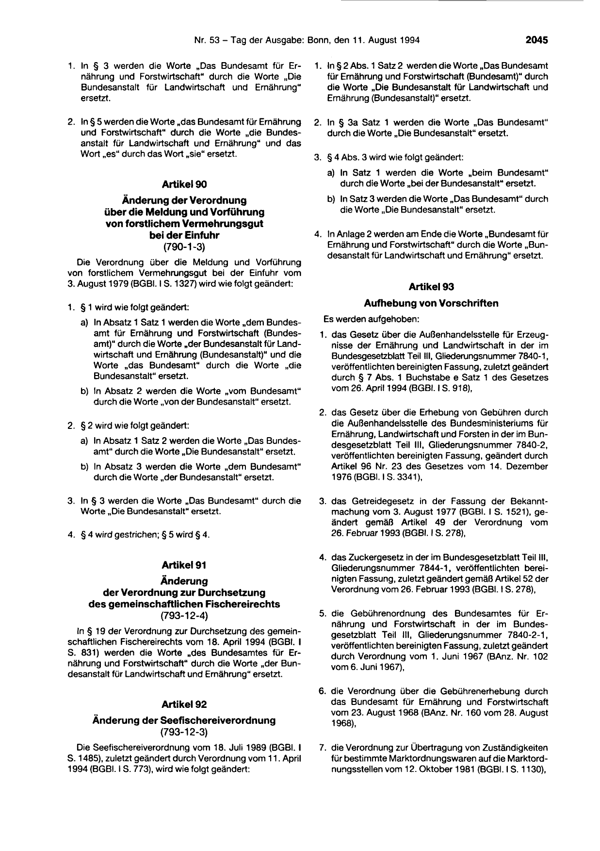 BGBl. 1994, Seite 2045 — Originalseite als Abbildung