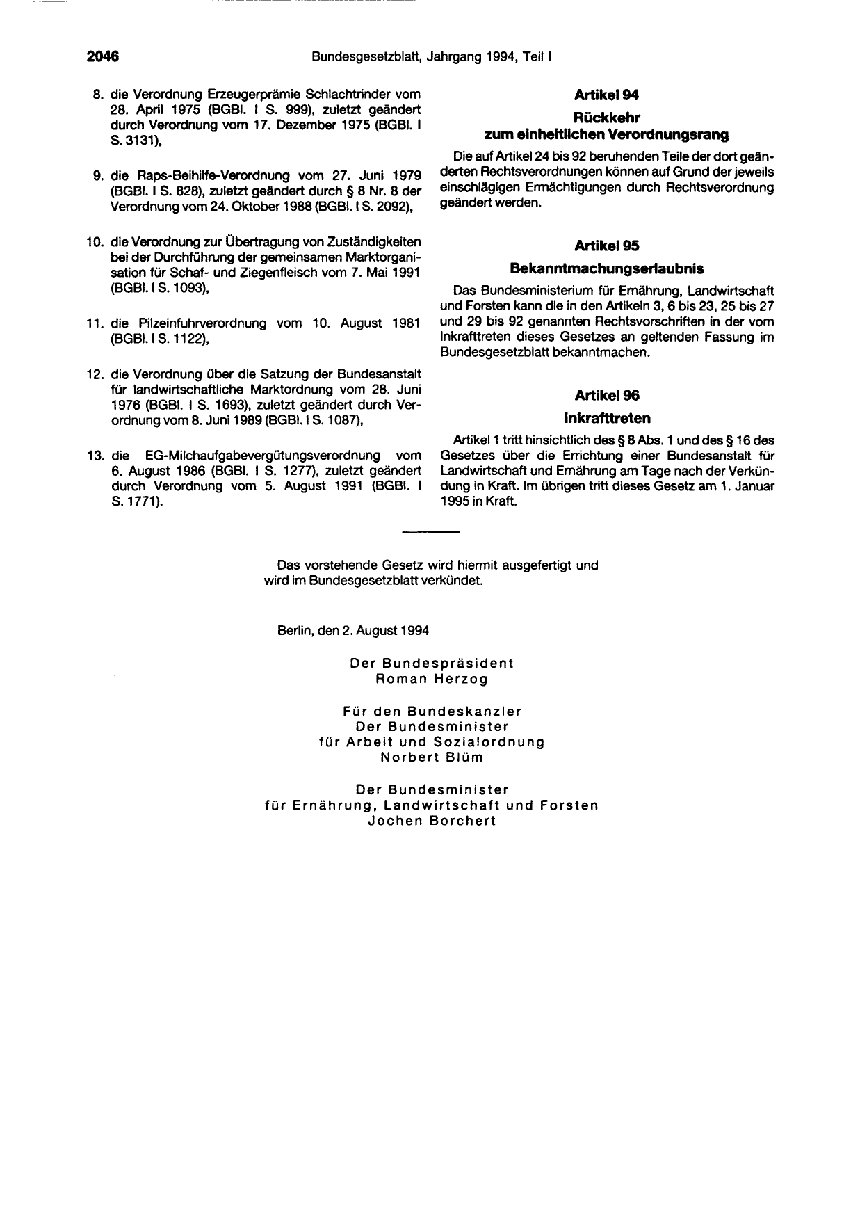 BGBl. 1994, Seite 2046 — Originalseite als Abbildung