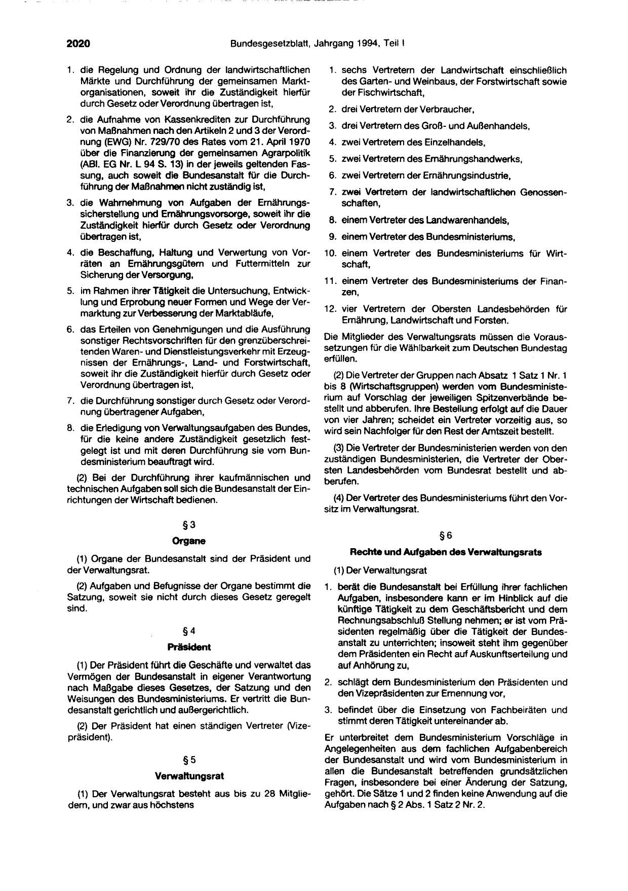 BGBl. 1994, Seite 2020 — Originalseite als Abbildung