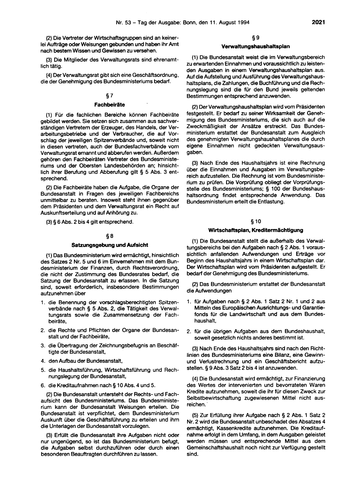 BGBl. 1994, Seite 2021 — Originalseite als Abbildung