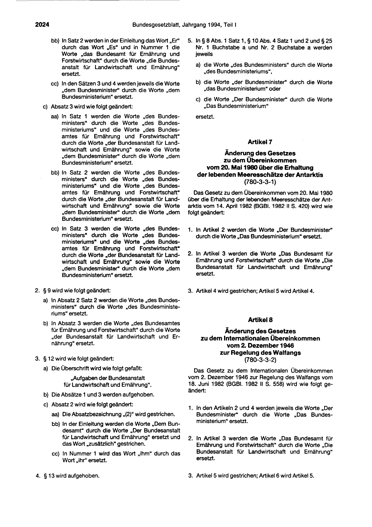 BGBl. 1994, Seite 2024 — Originalseite als Abbildung