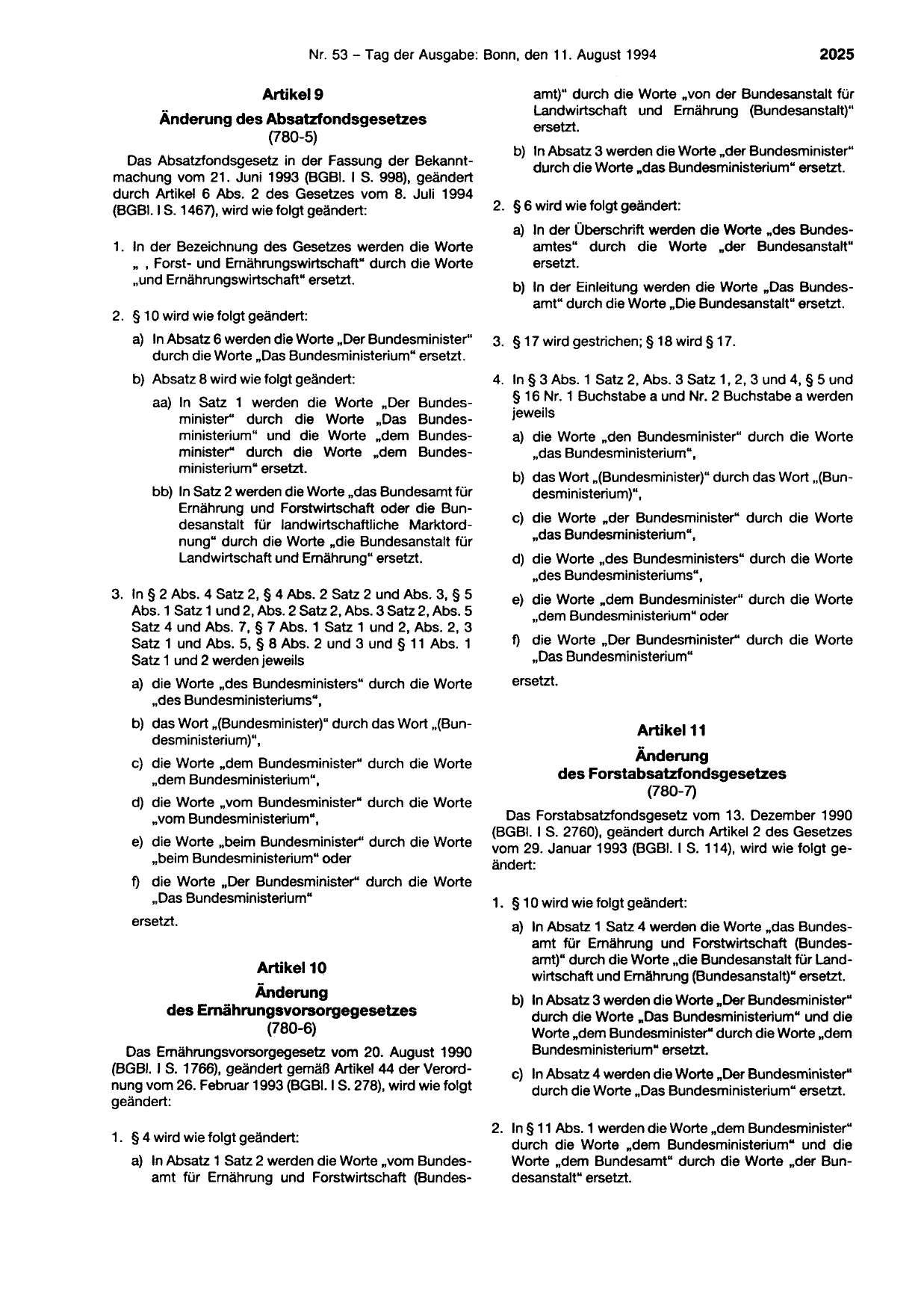 BGBl. 1994, Seite 2025 — Originalseite als Abbildung
