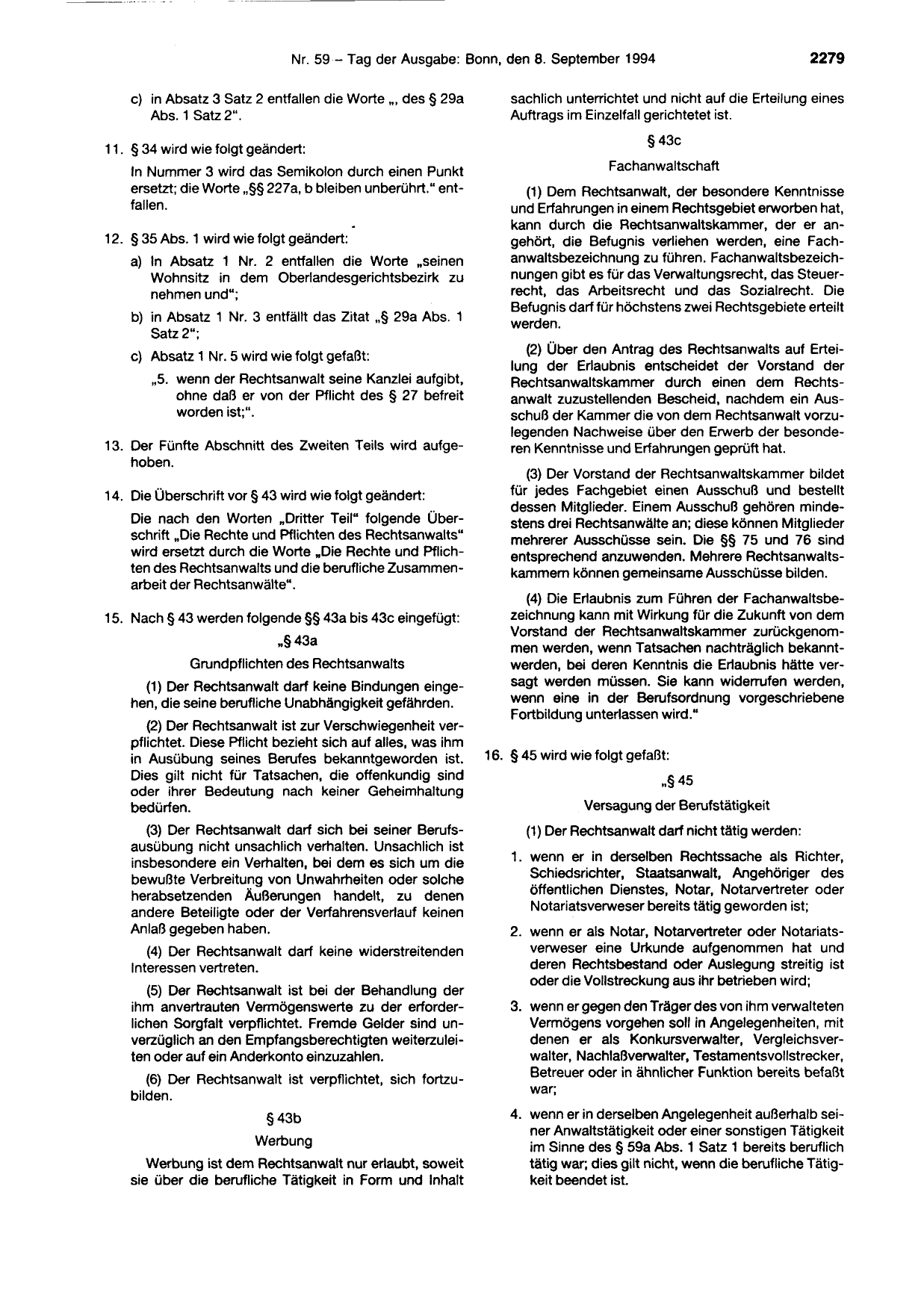 BGBl. 1994, Seite 2279 — Originalseite als Abbildung