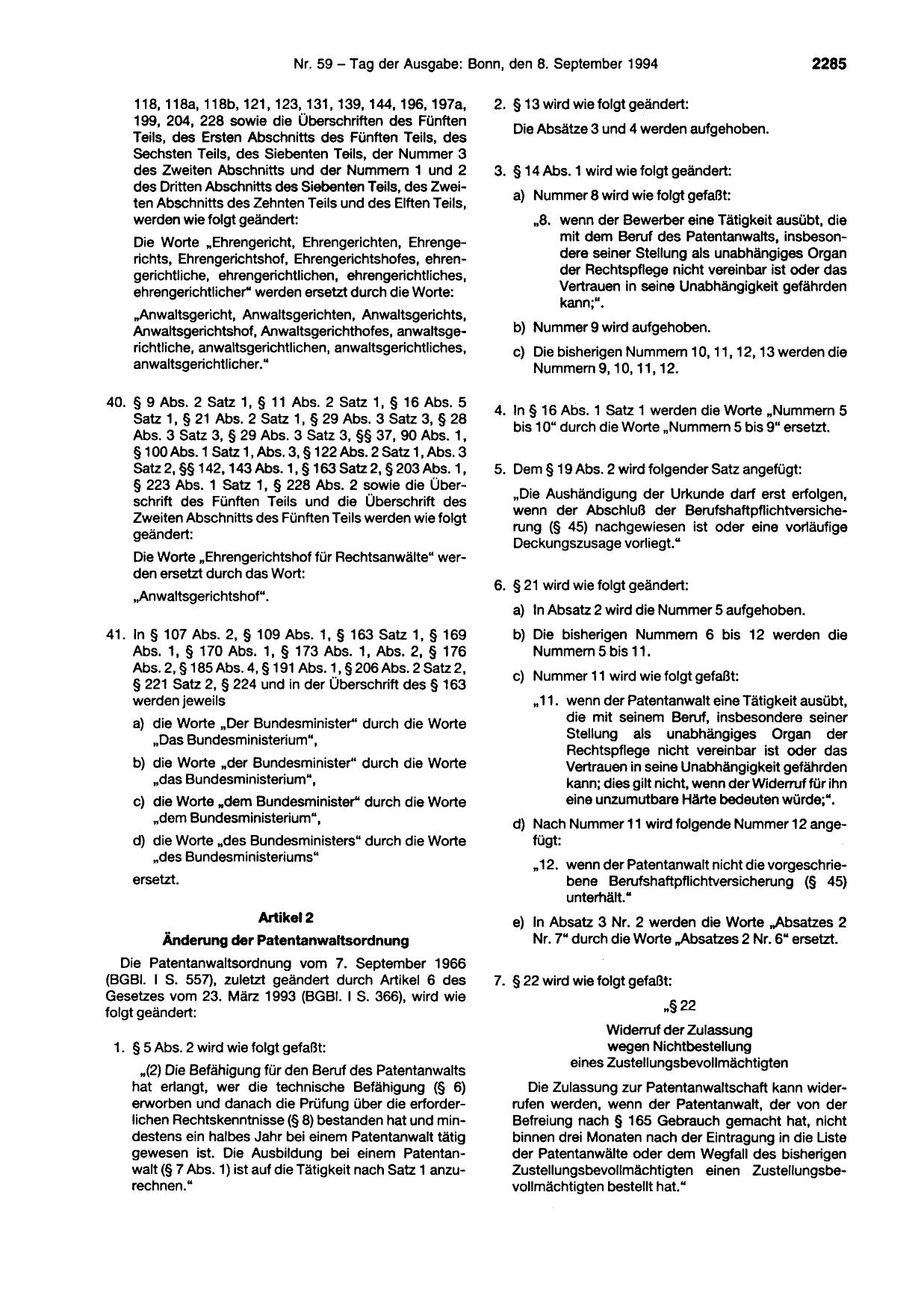 BGBl. 1994, Seite 2285 — Originalseite als Abbildung